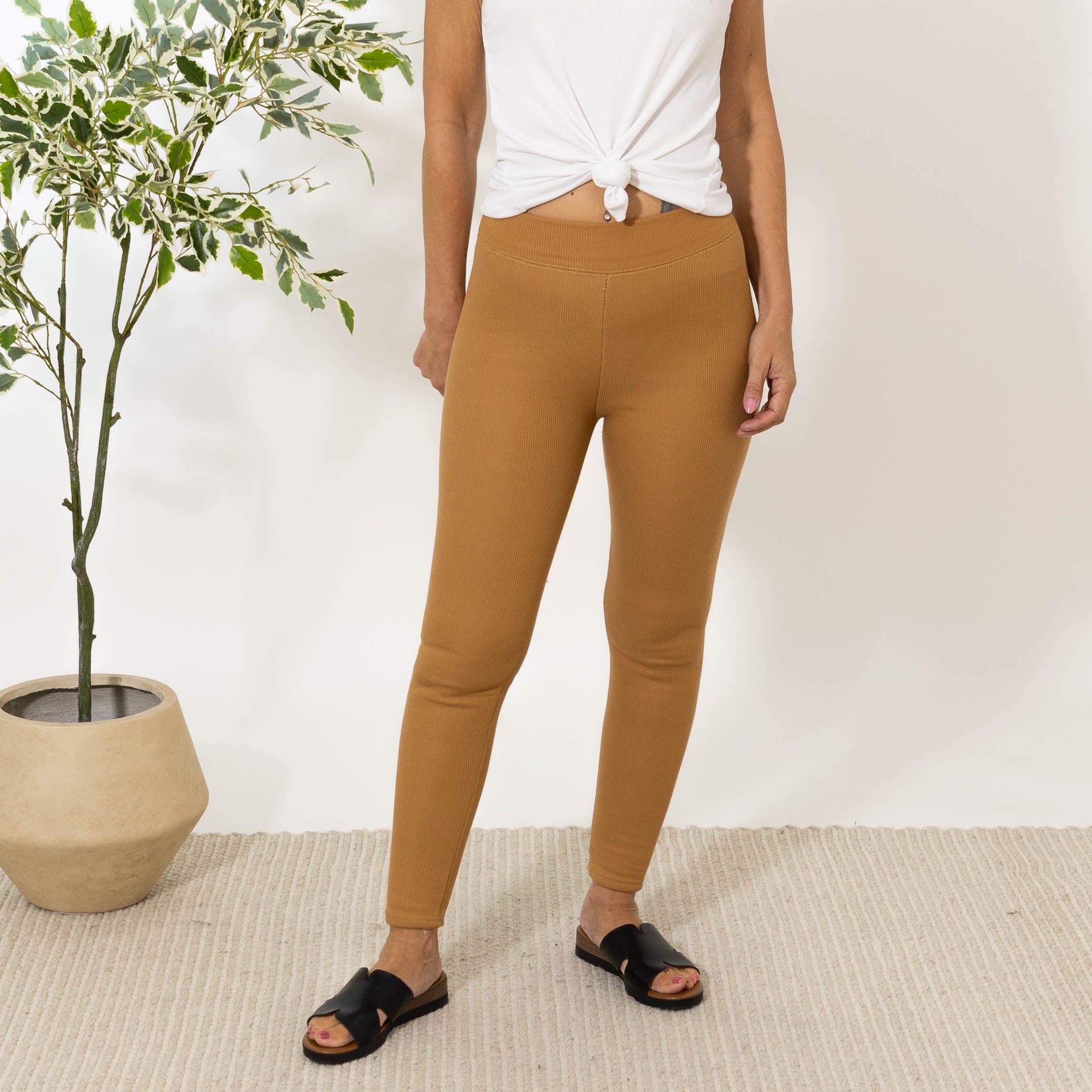 Mollie ribbed termo leggings, Camel