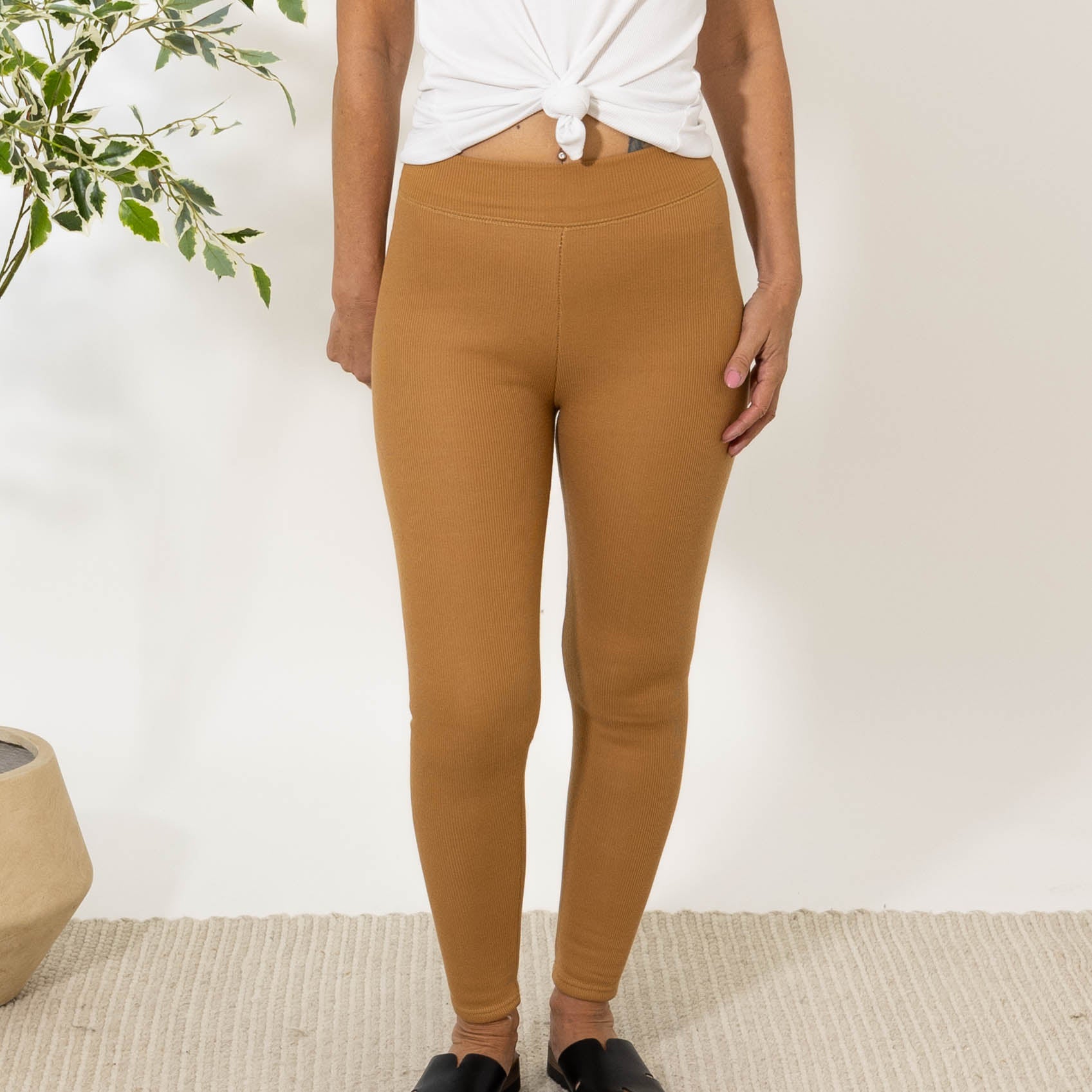 Mollie ribbed termo leggings, Camel