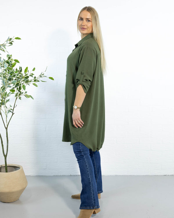 Betty bubblechiffon skjorte, Khaki