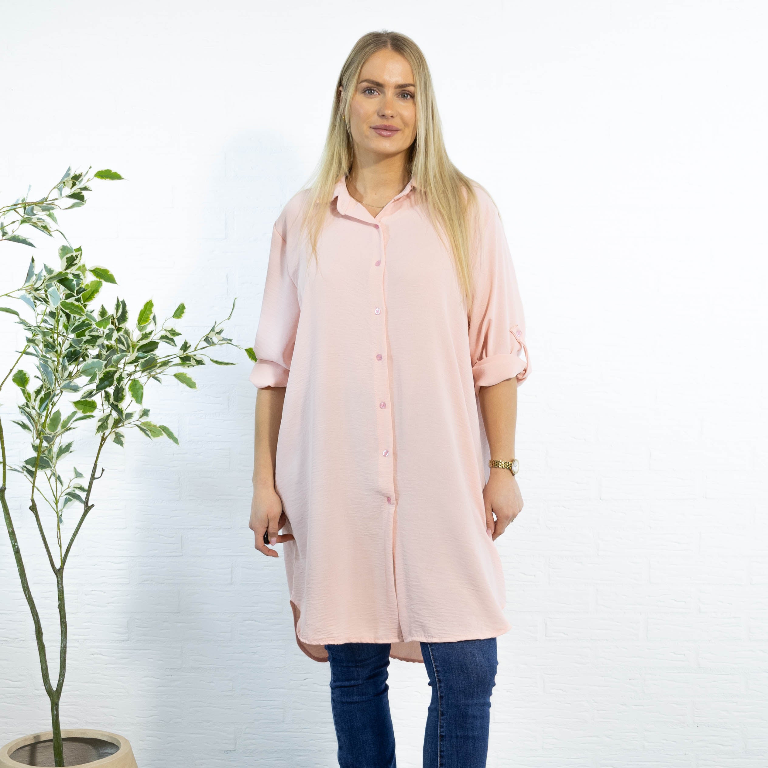 Betty bubblechiffon skjorte, Lyserød