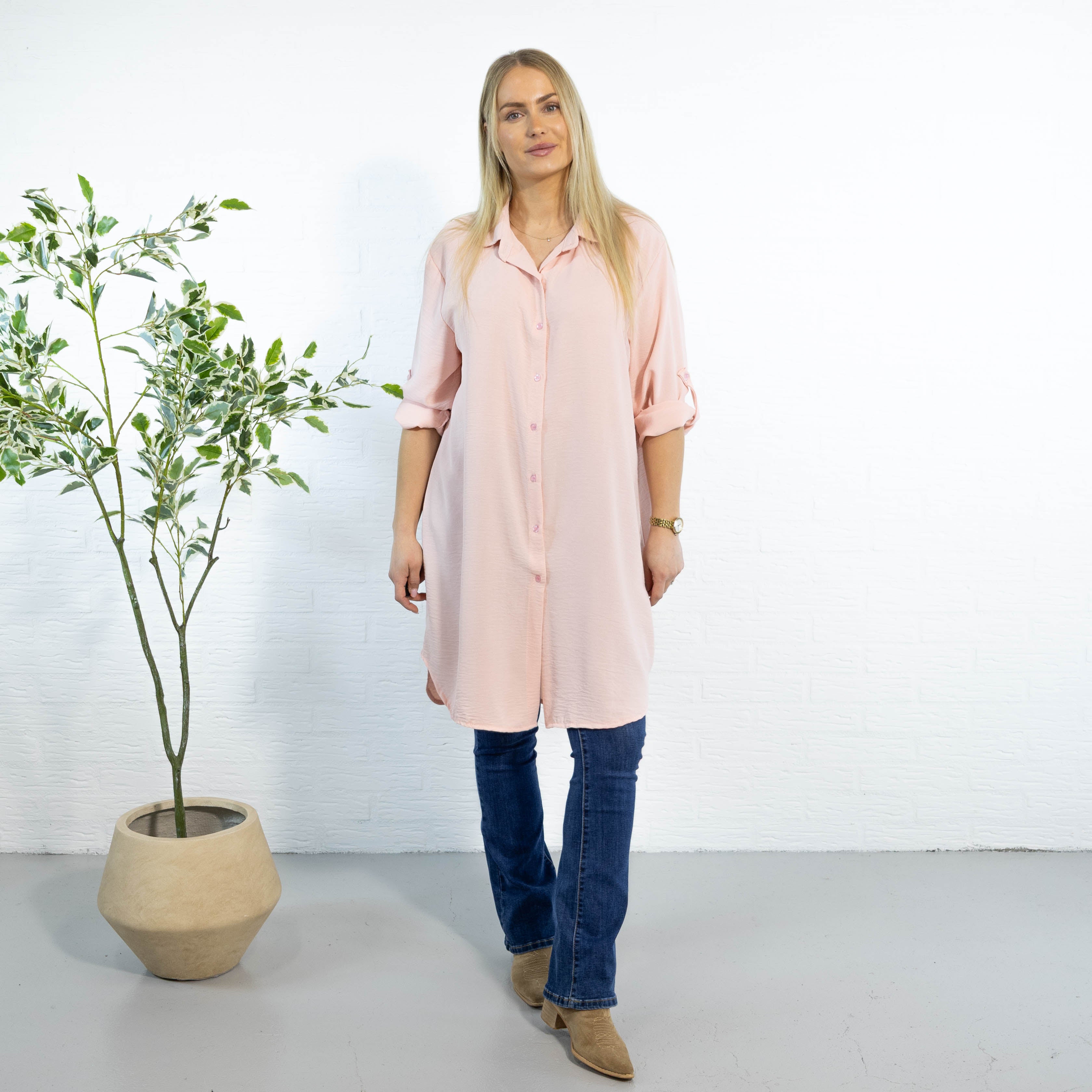 Betty bubblechiffon skjorte, Lyserød