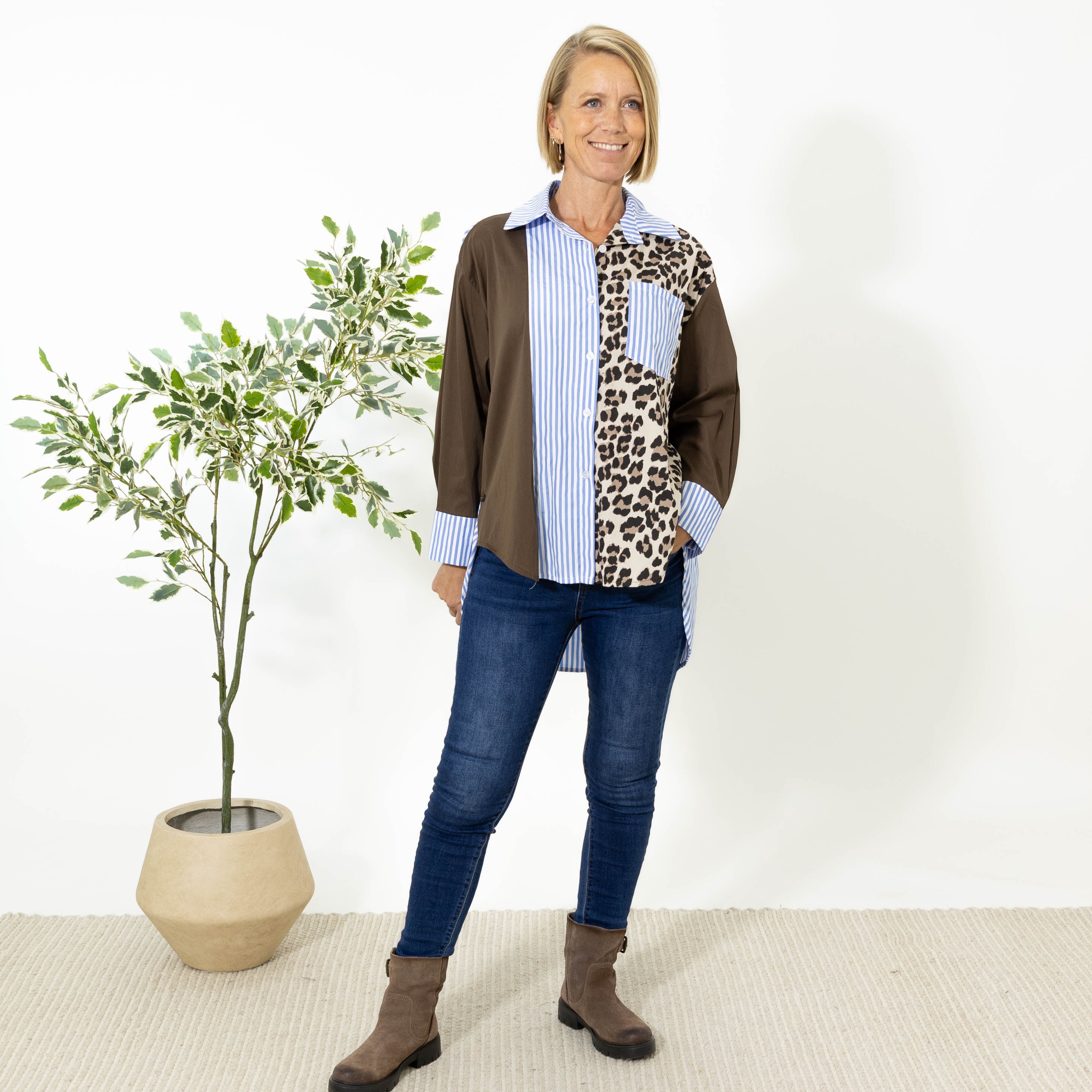 Ella skjorte m. dyrprint, Leopard