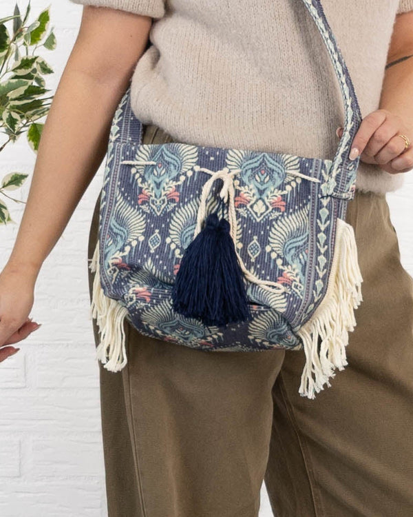 Håndtaske m. print, Navy