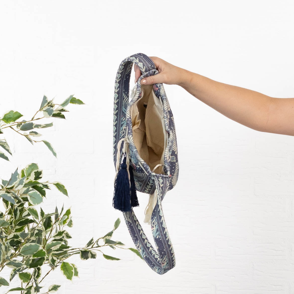 Håndtaske m. print, Navy