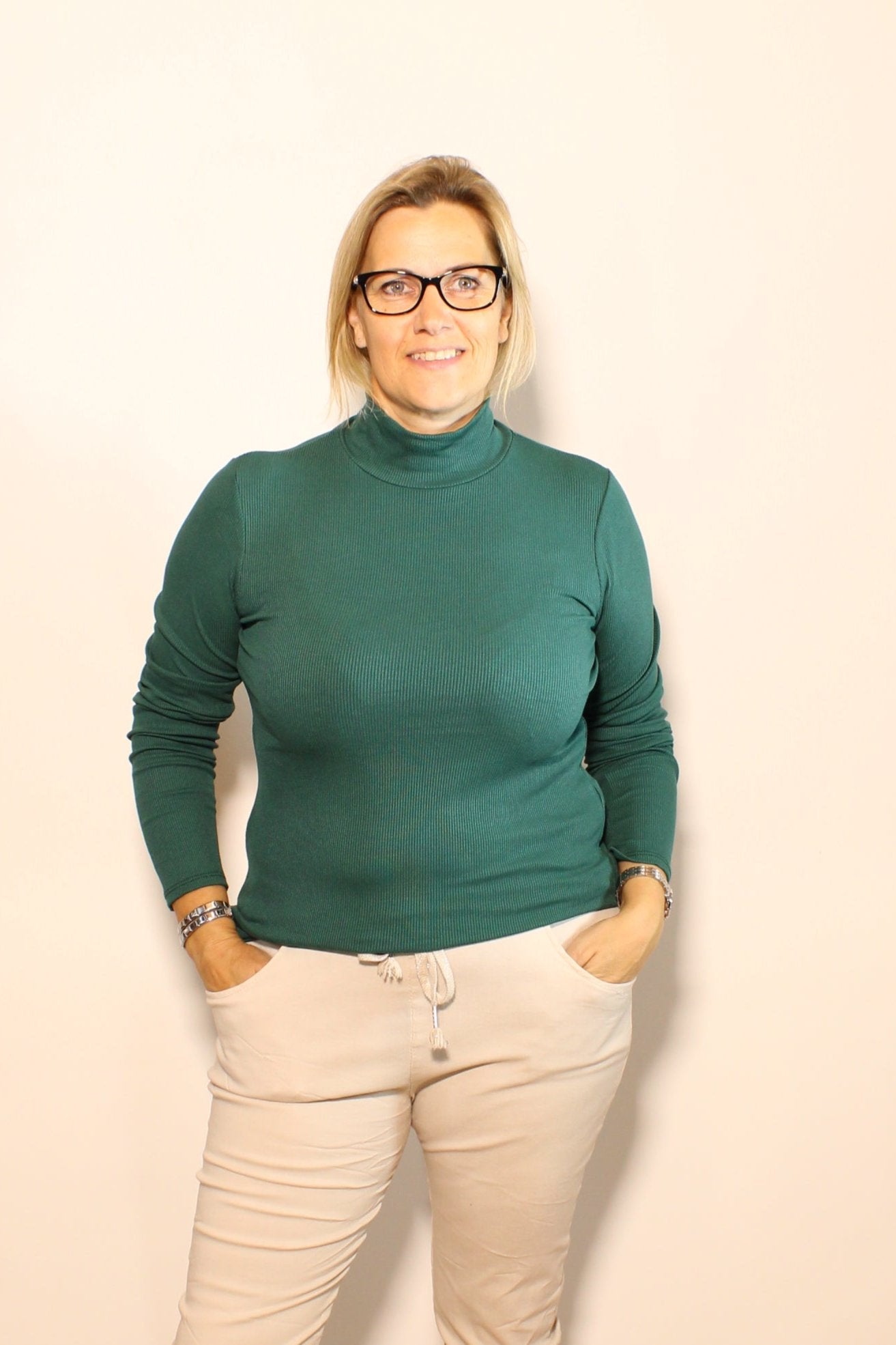 Mel turtleneck long sleeve, Emerald grøn