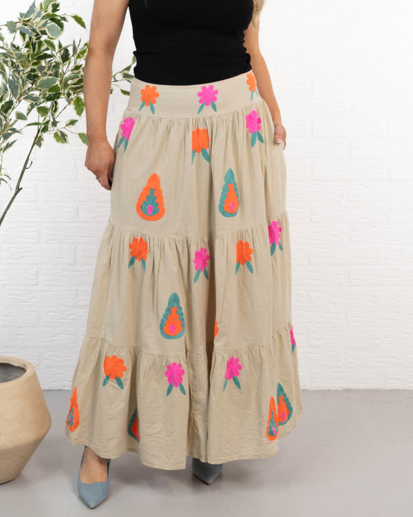 Cindy nederdel, Orange/Taupe