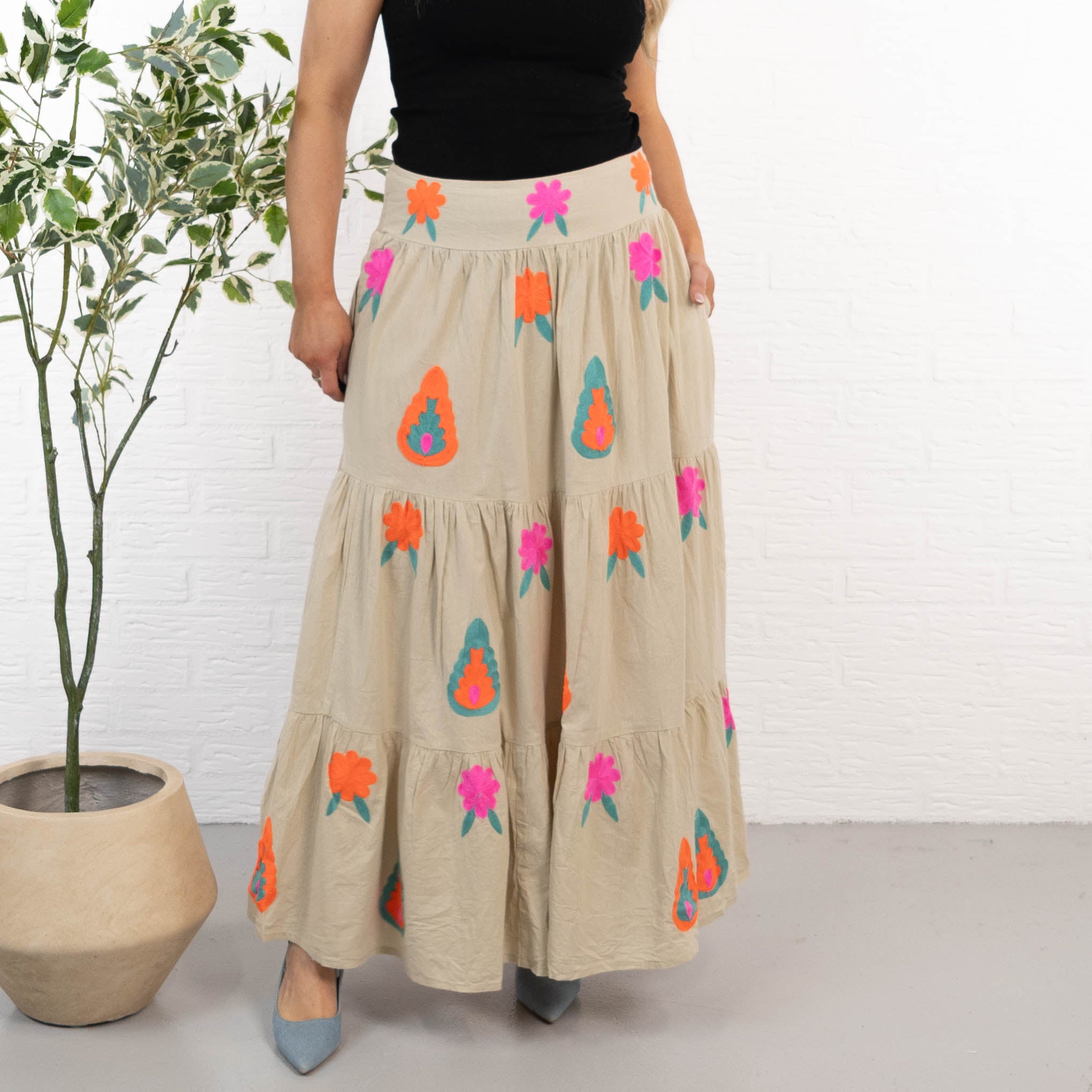 Cindy nederdel, Orange/Taupe