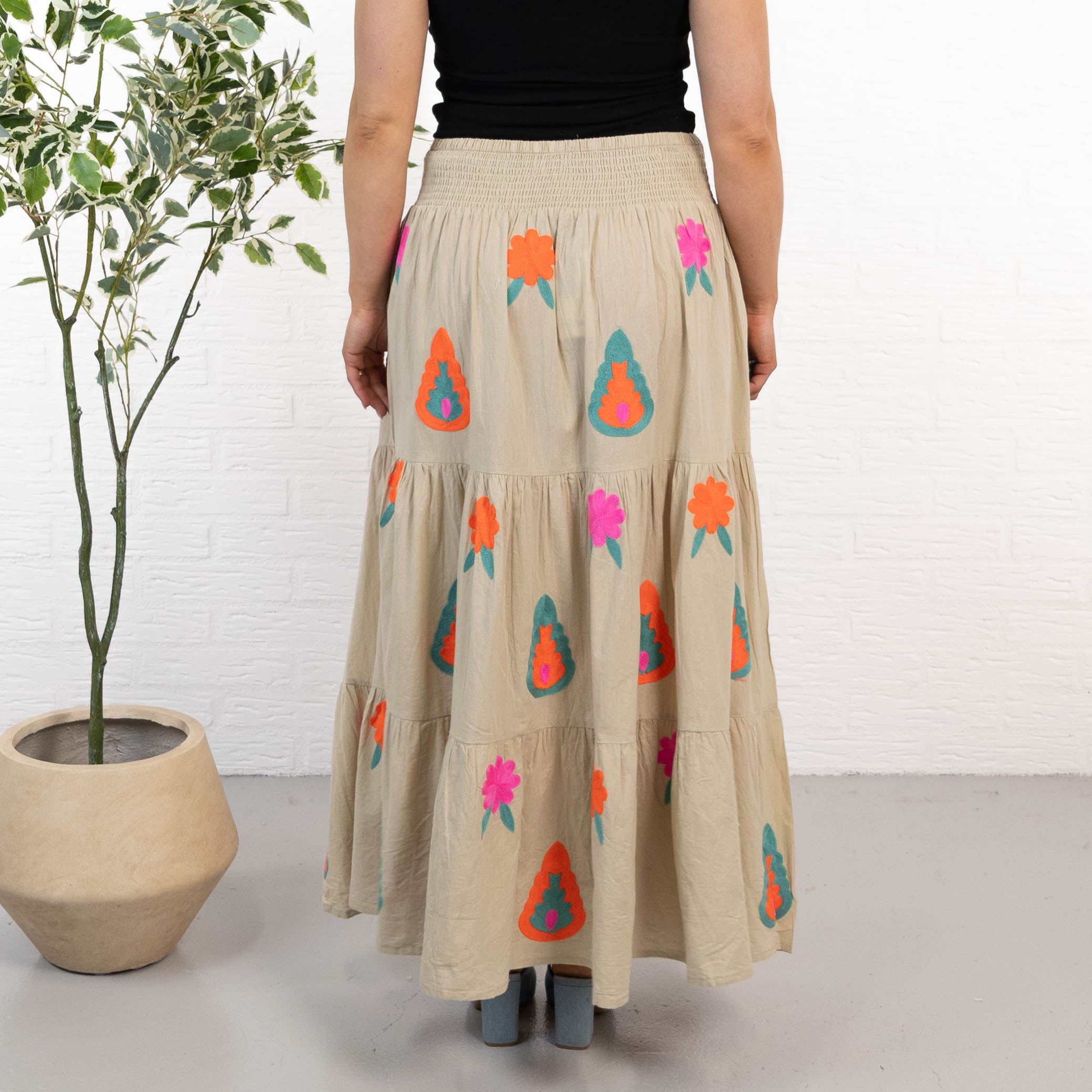 Cindy nederdel, Orange/Taupe