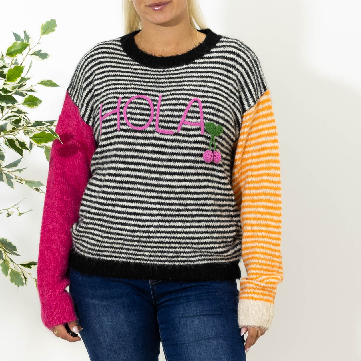Lilly stribet strik, Sort