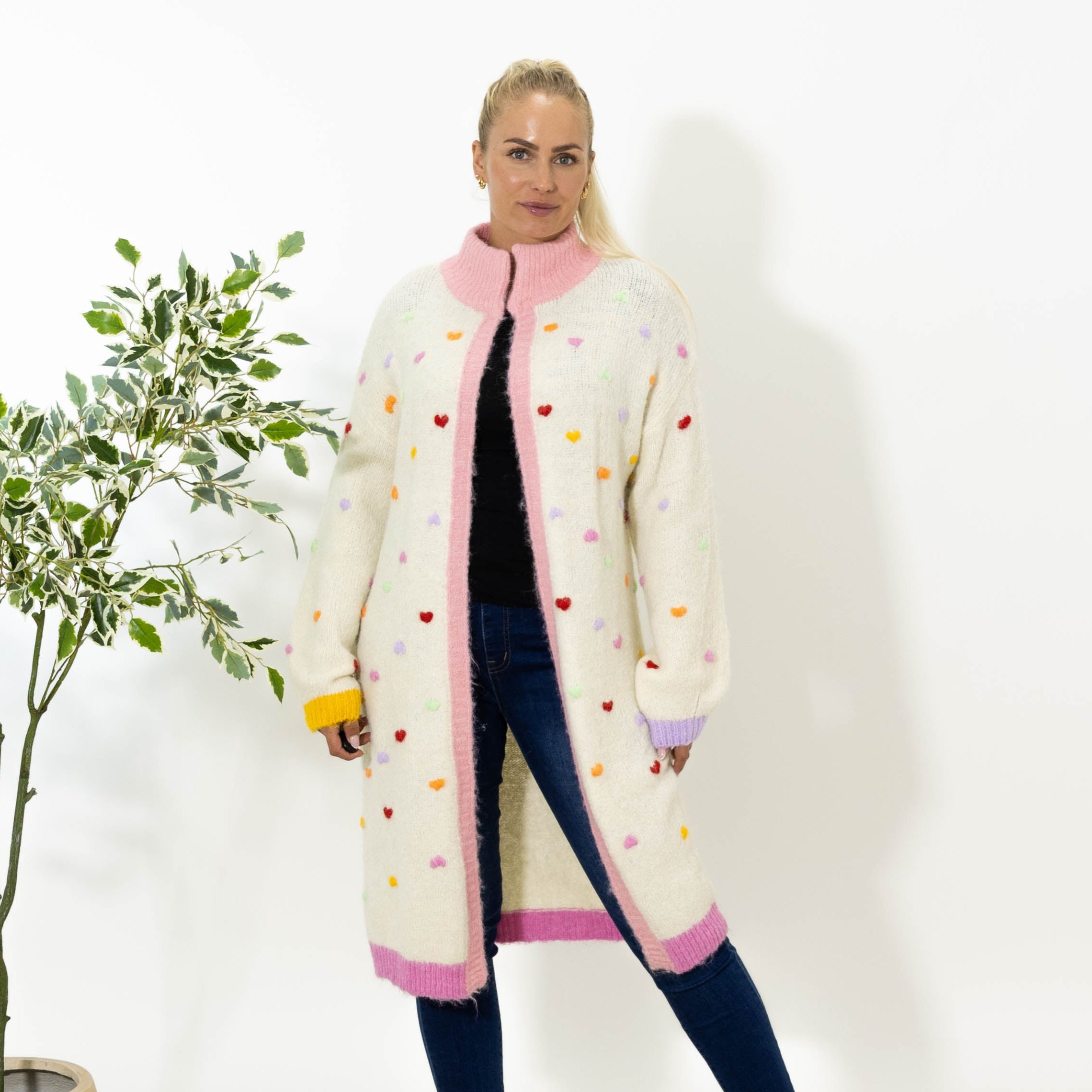 Ally strik cardigan, Råhvid