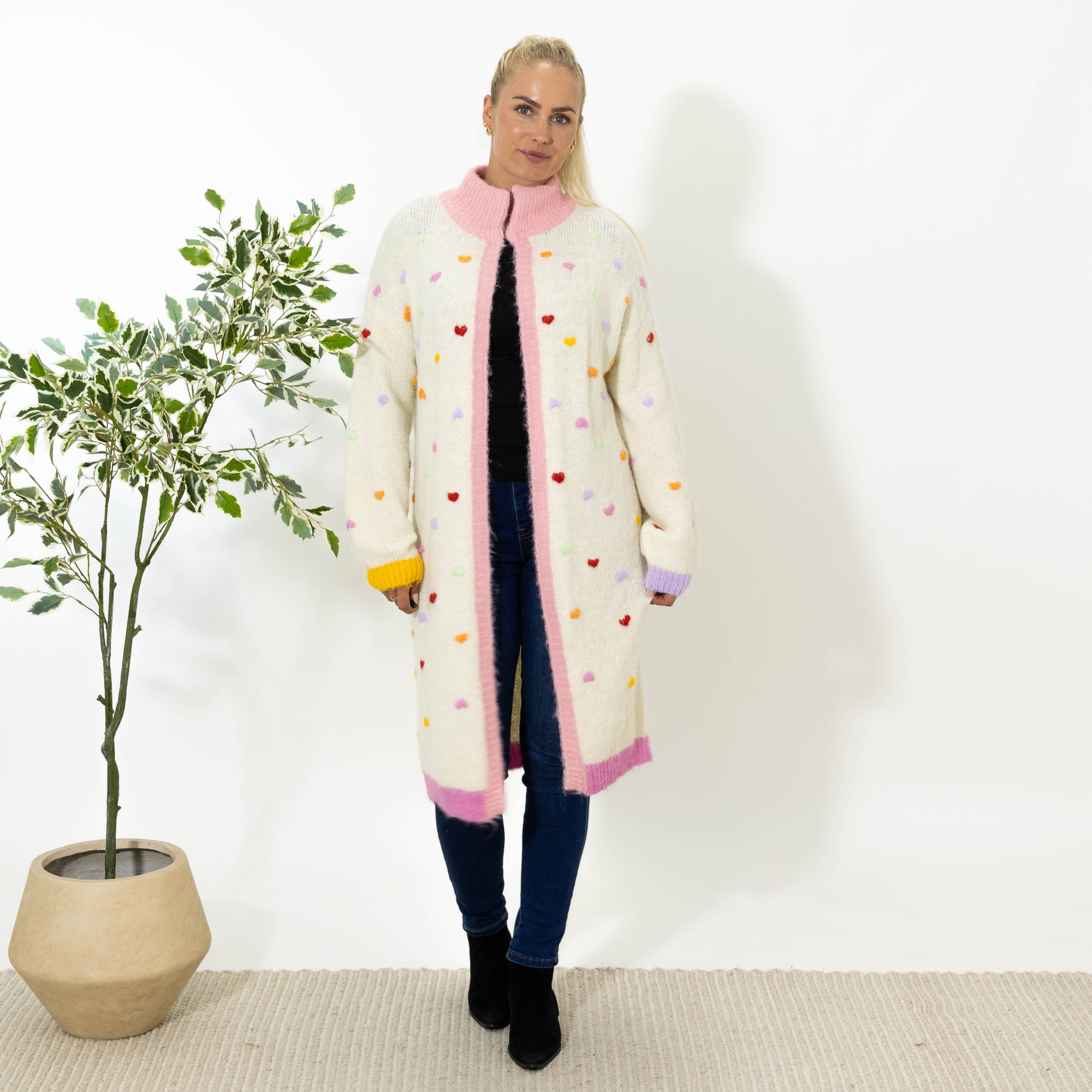 Ally strik cardigan, Råhvid