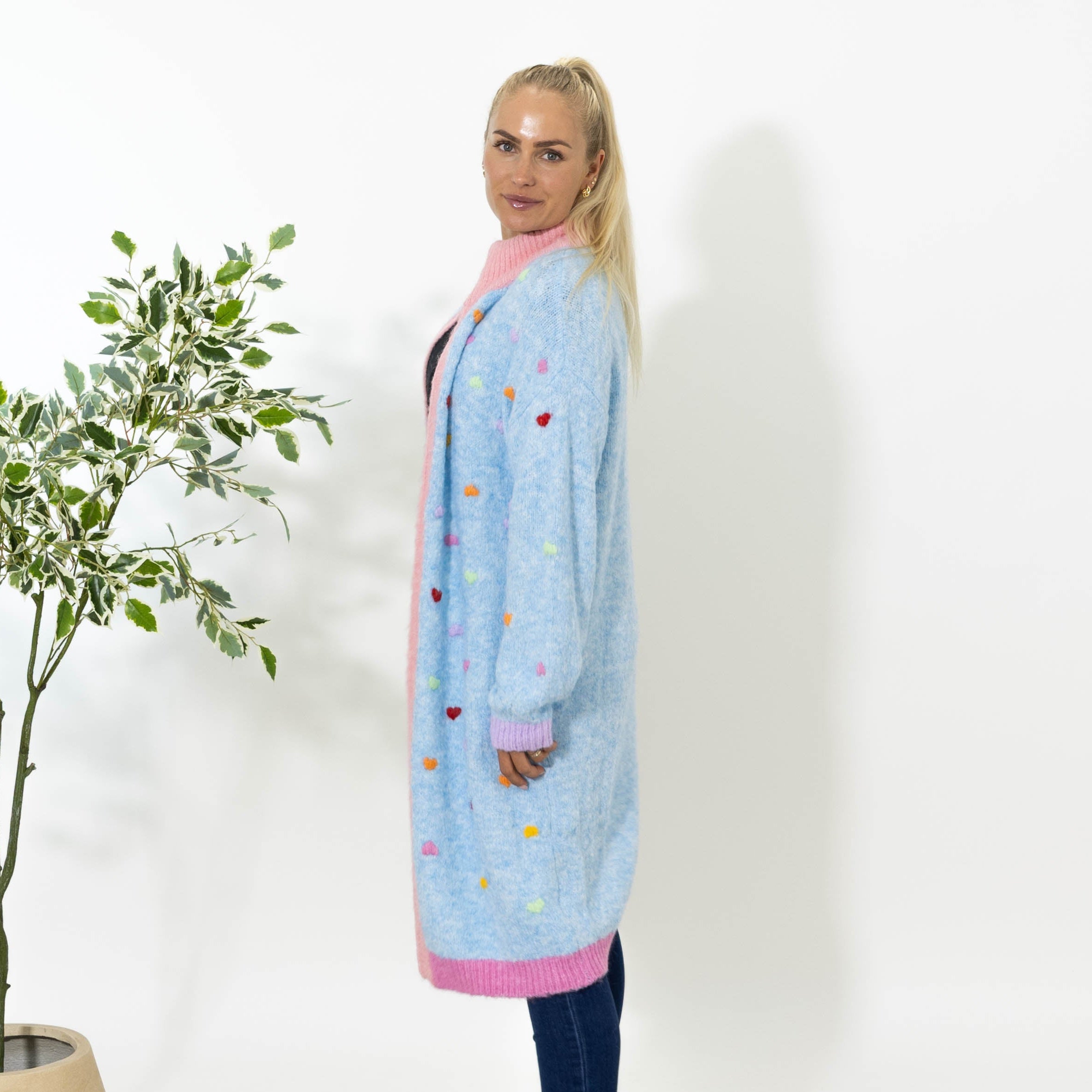 Ally strik cardigan, Lyseblå