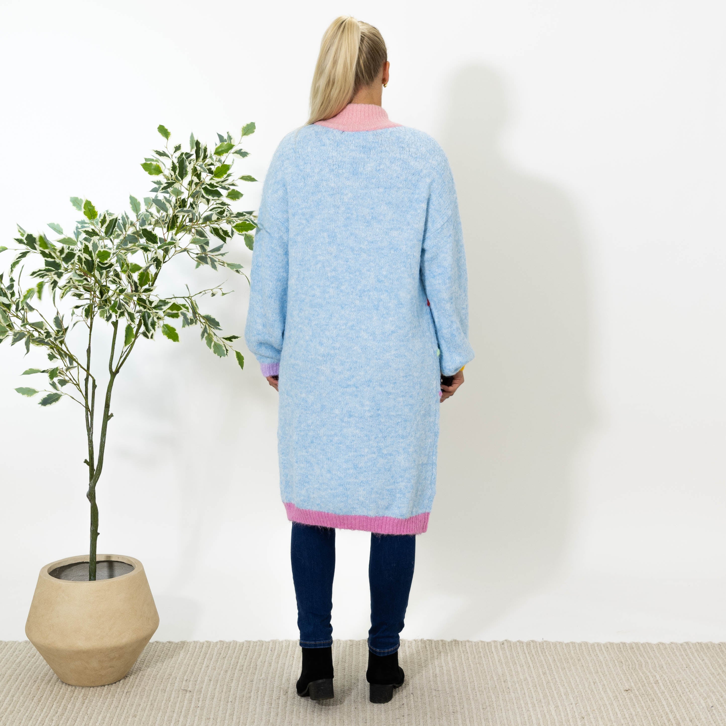 Ally strik cardigan, Lyseblå
