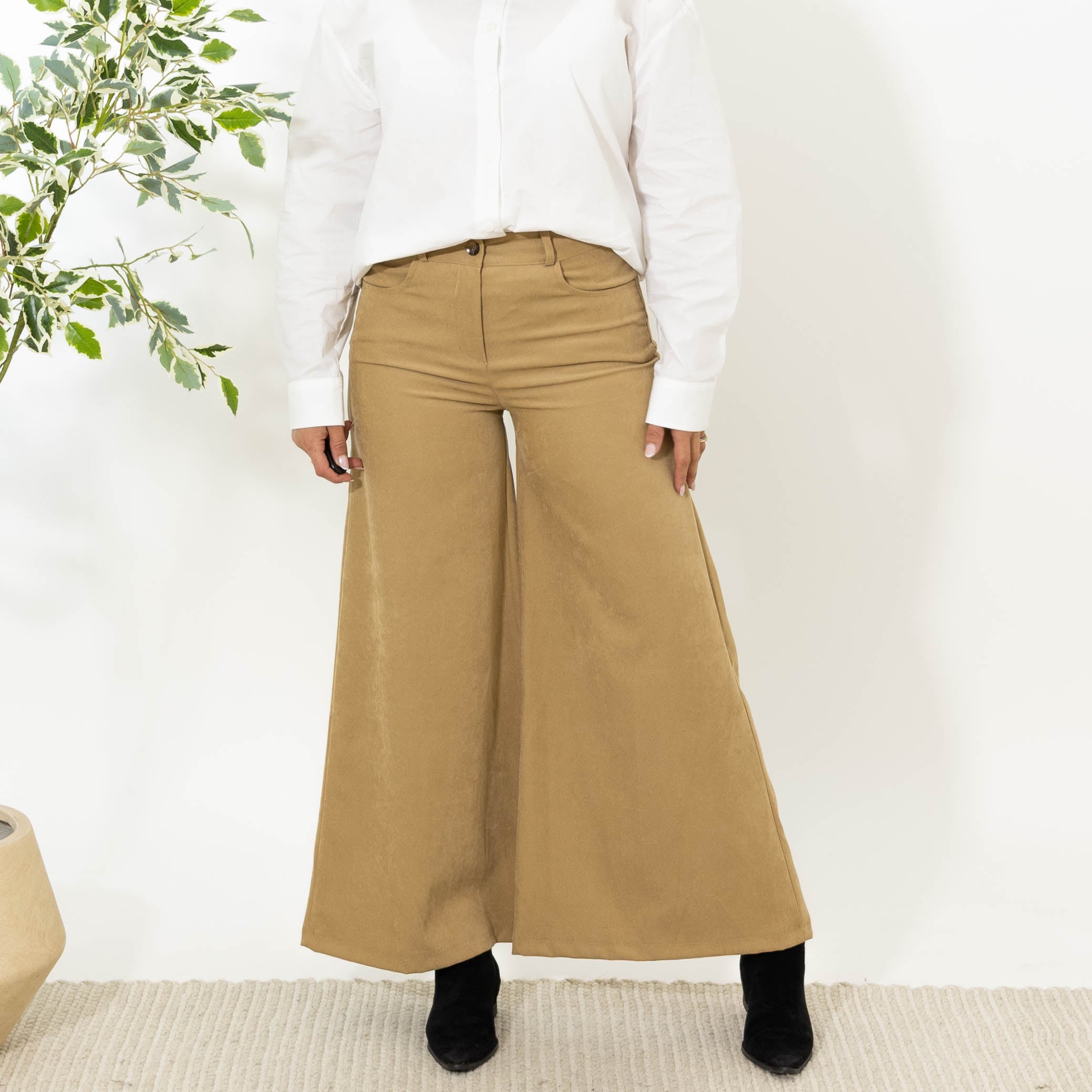 Tora bredbenet bukser, Beige