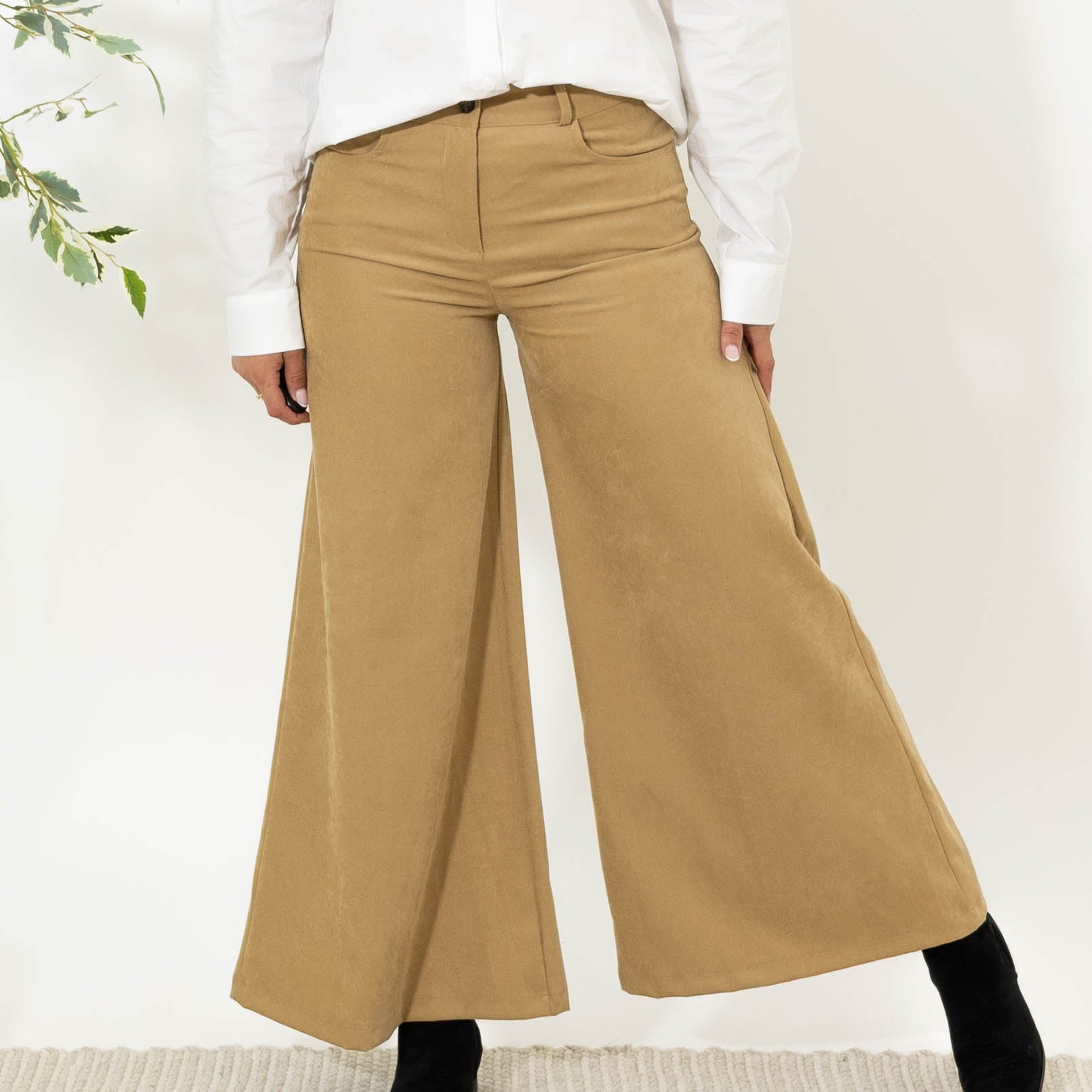 Tora bredbenet bukser, Beige