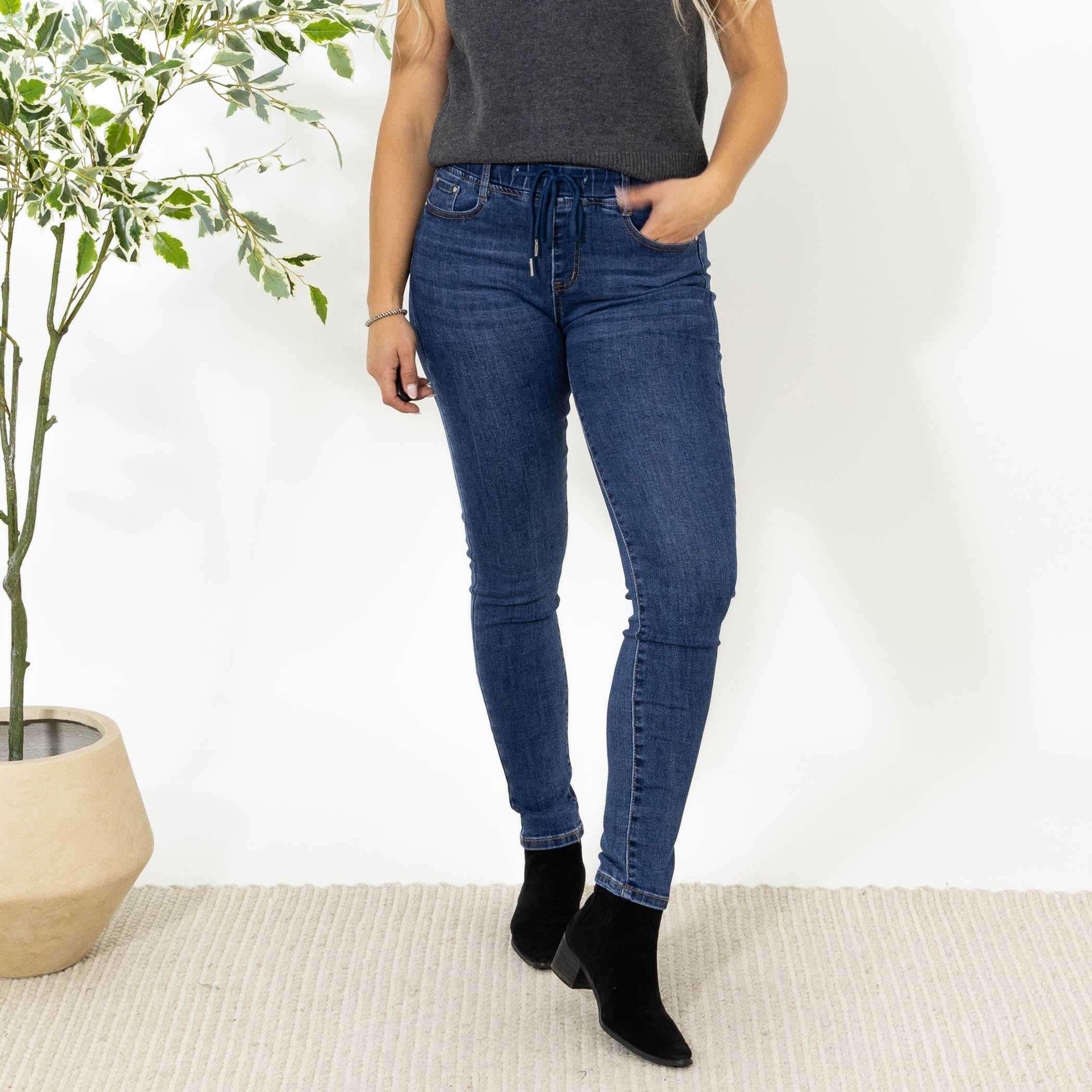 Asta jeggings m. snørre, Navy