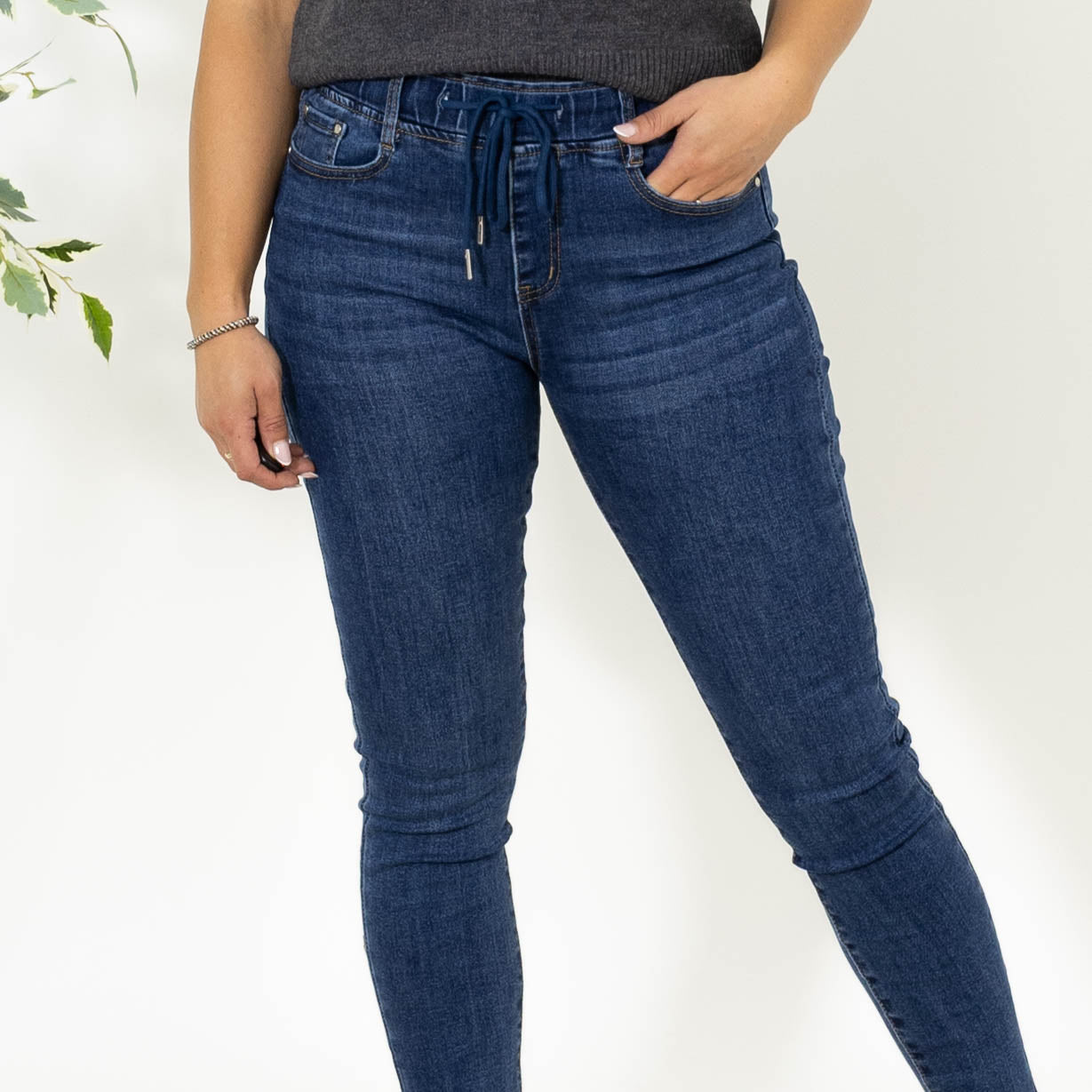 Asta jeggings m. snørre, Navy