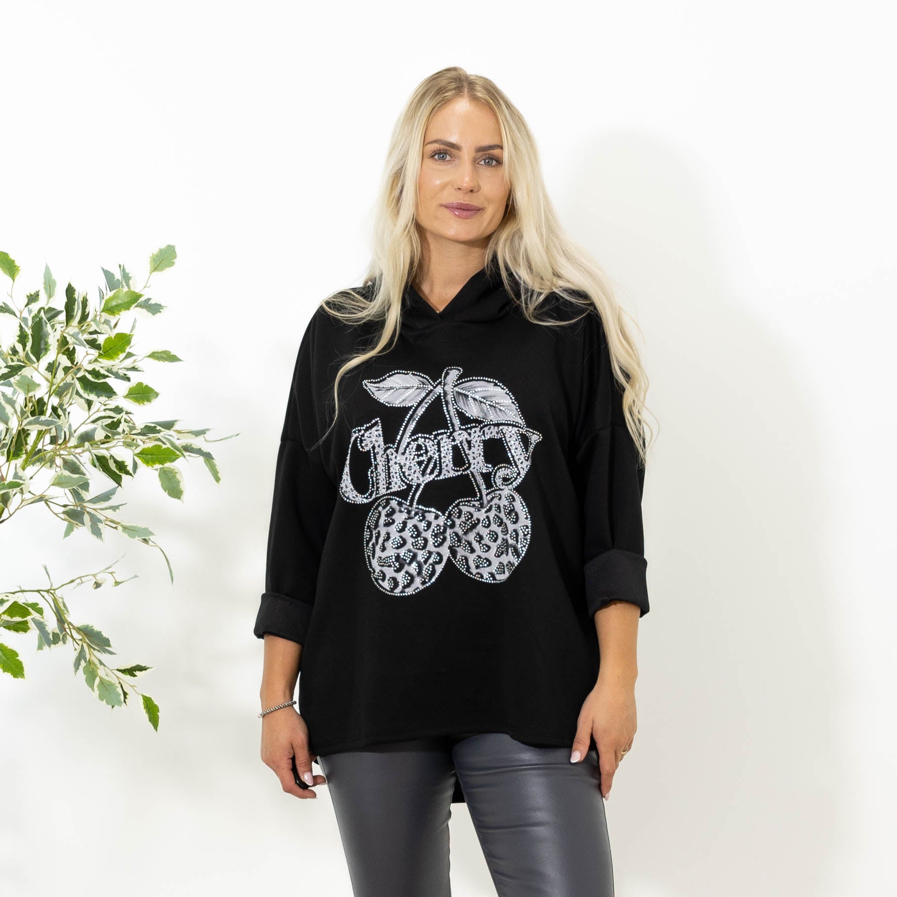 Billy sweatshirt m. hoodie, Sort