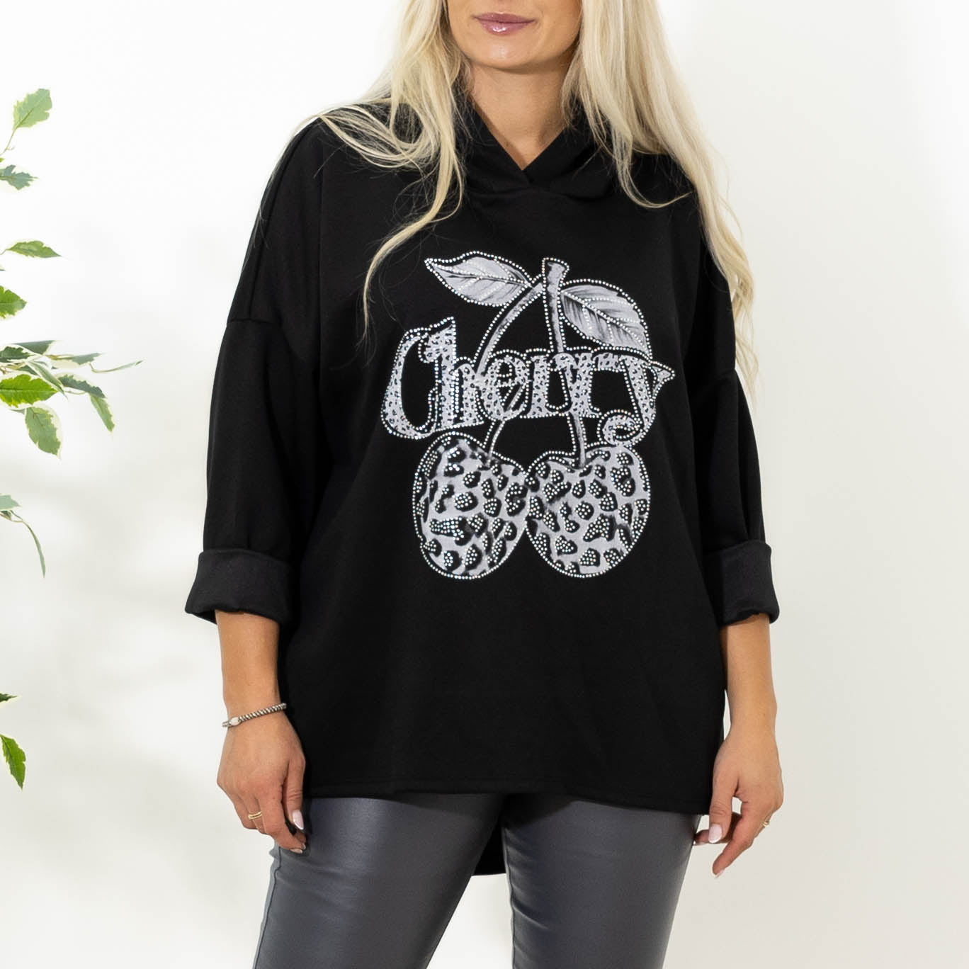 Billy sweatshirt m. hoodie, Sort