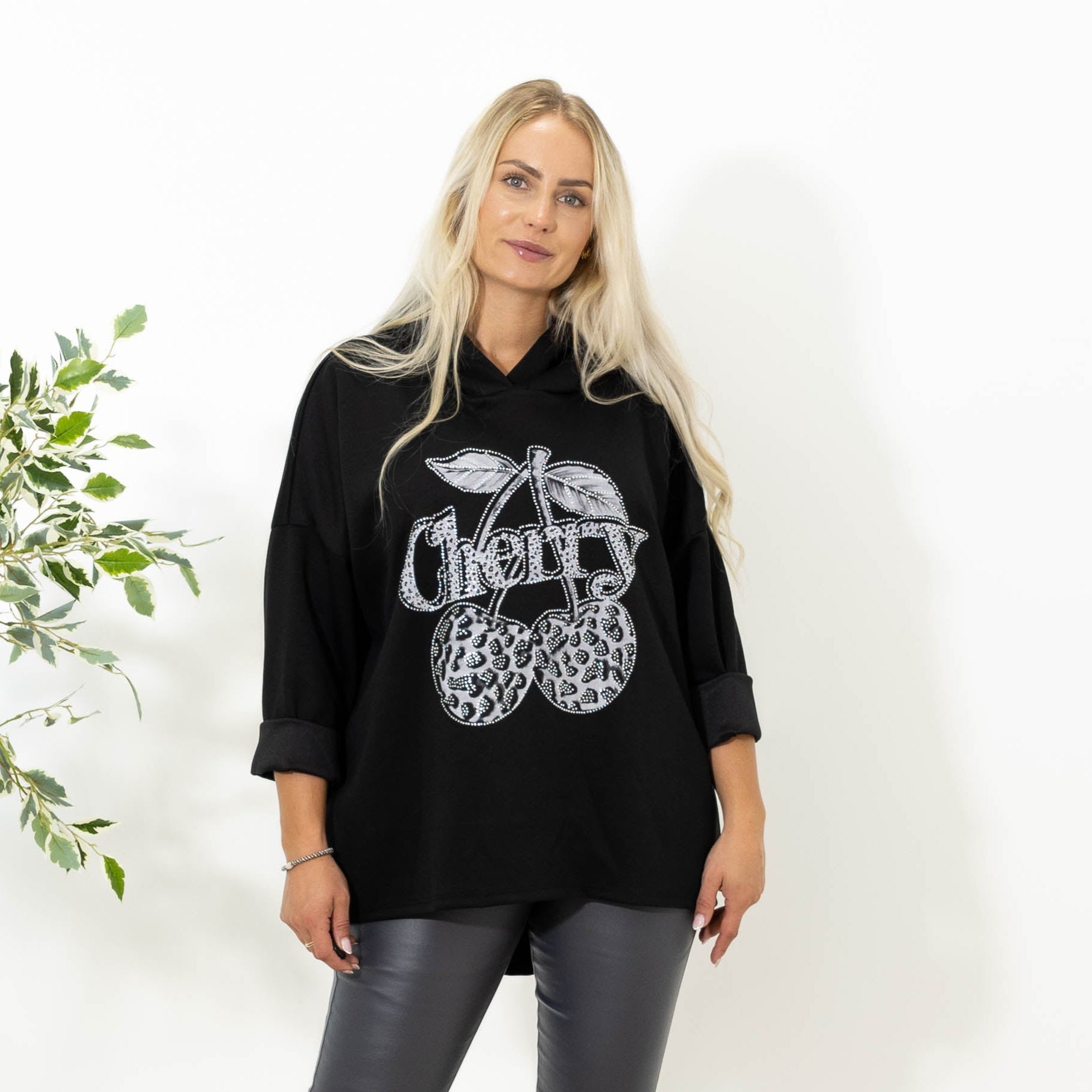 Billy sweatshirt m. hoodie, Sort