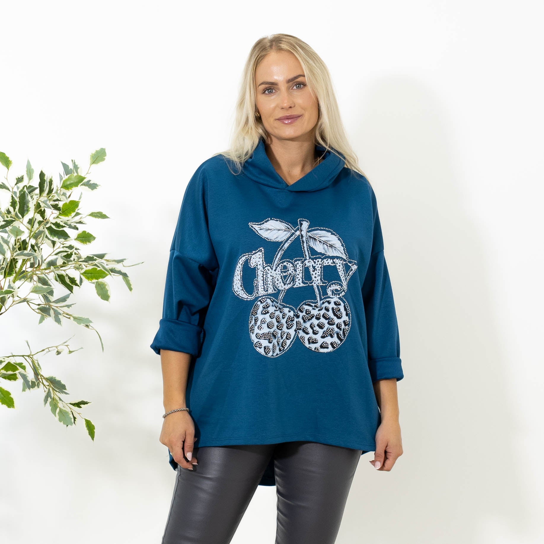 Billy sweatshirt m. hoodie, Petrol