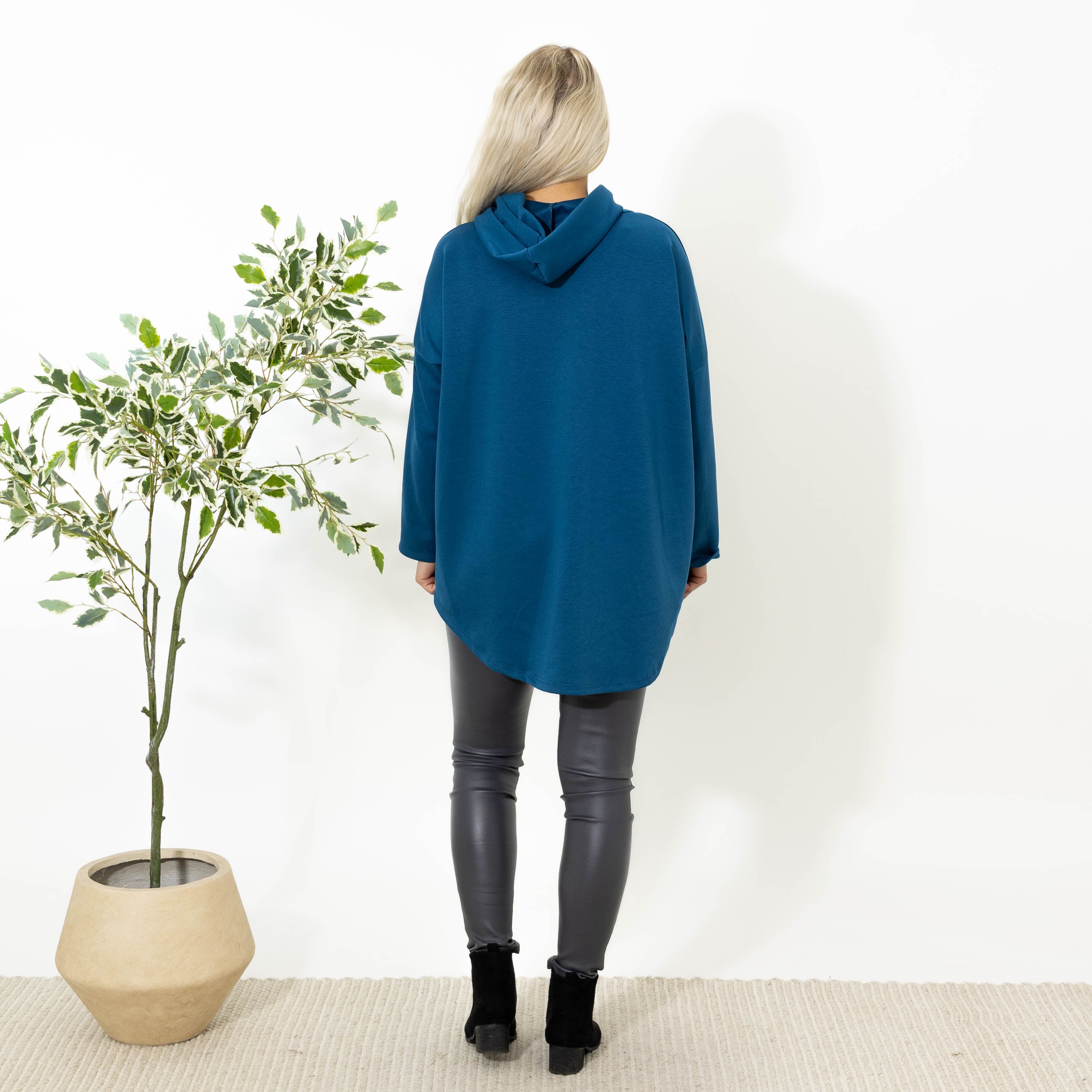 Billy sweatshirt m. hoodie, Petrol