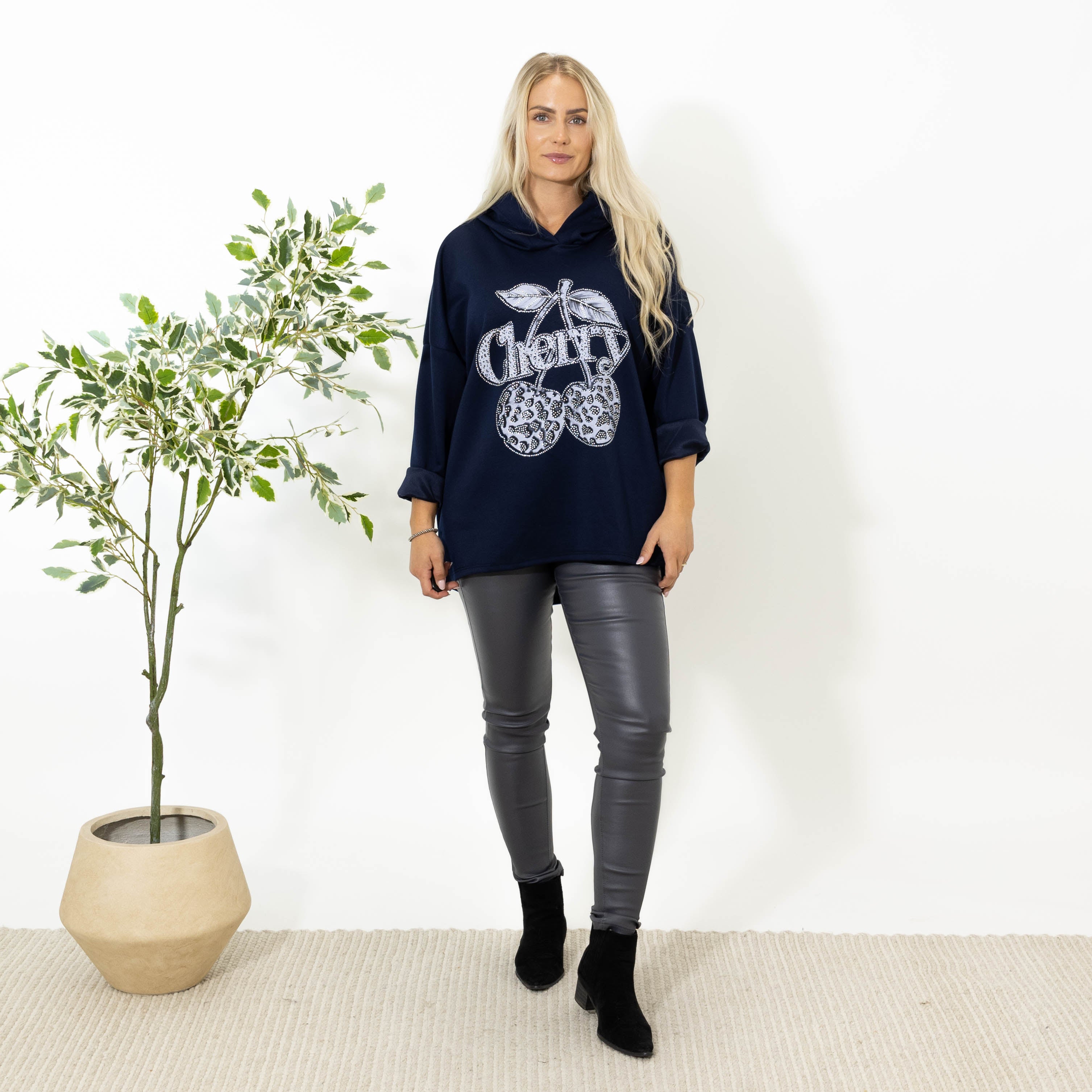 Billy sweatshirt m. hoodie, Navy