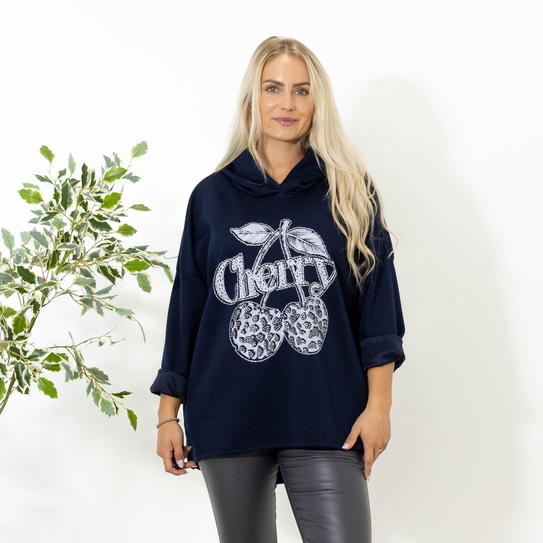 Billy sweatshirt m. hoodie, Navy