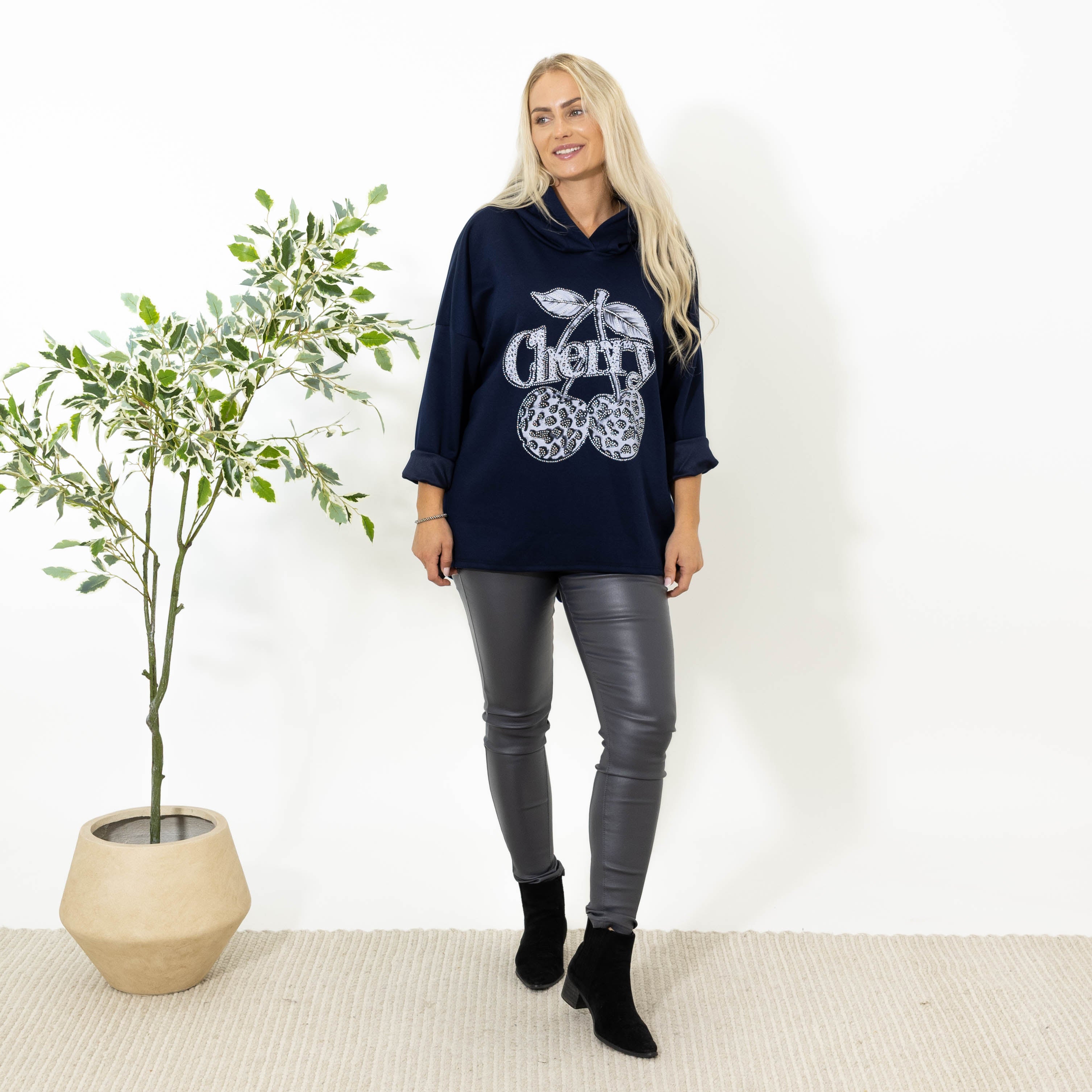 Billy sweatshirt m. hoodie, Navy