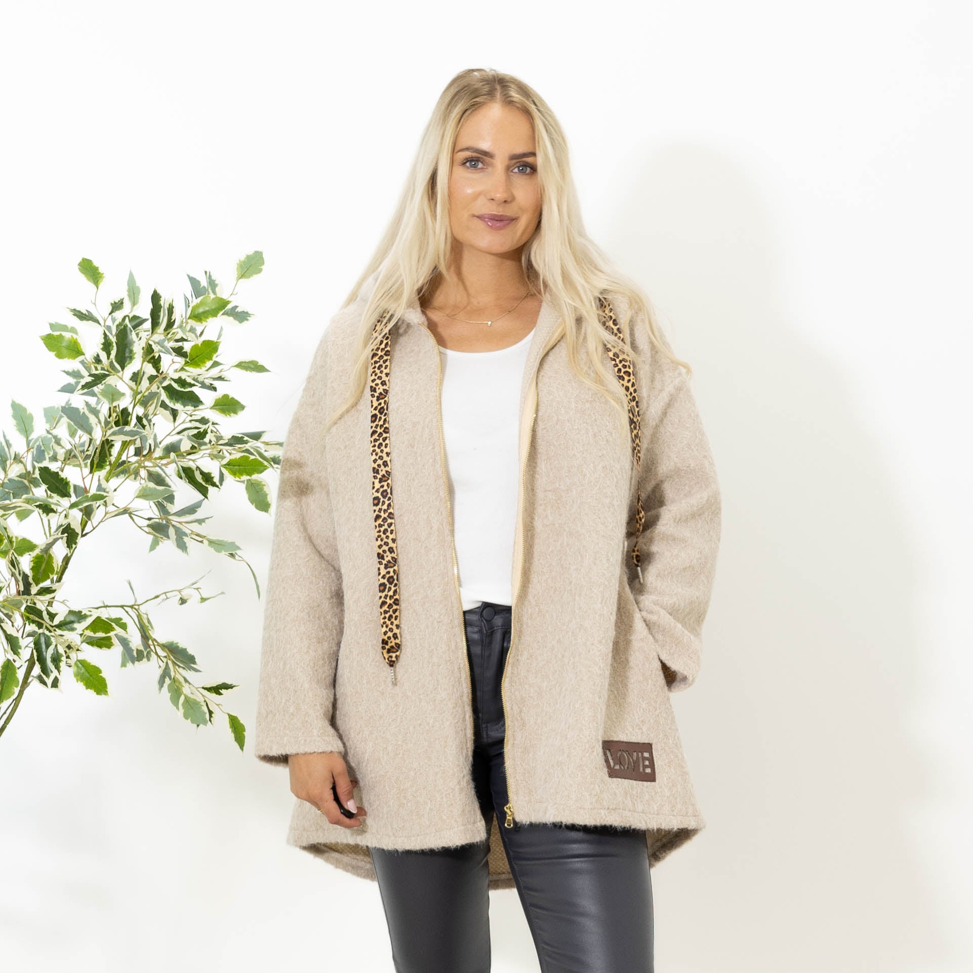Ronda jakke m. hoodie, Beige