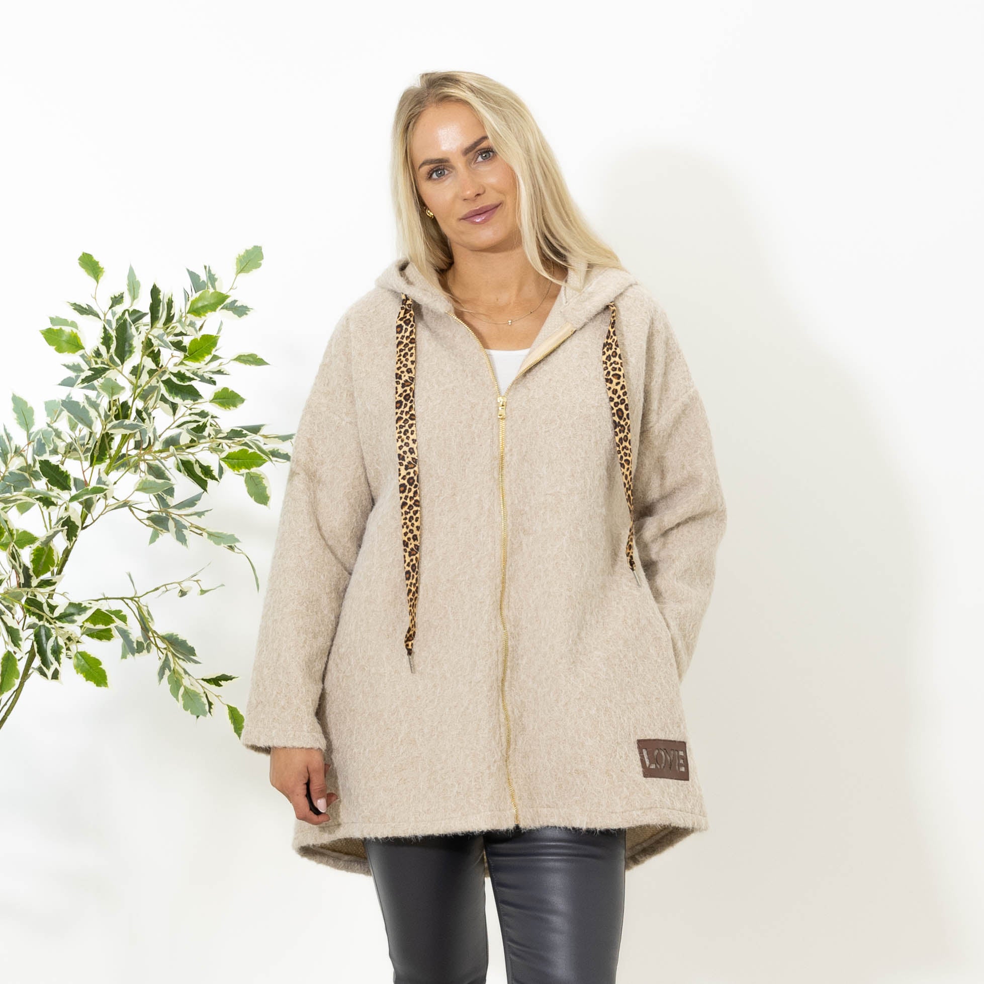 Ronda jakke m. hoodie, Beige