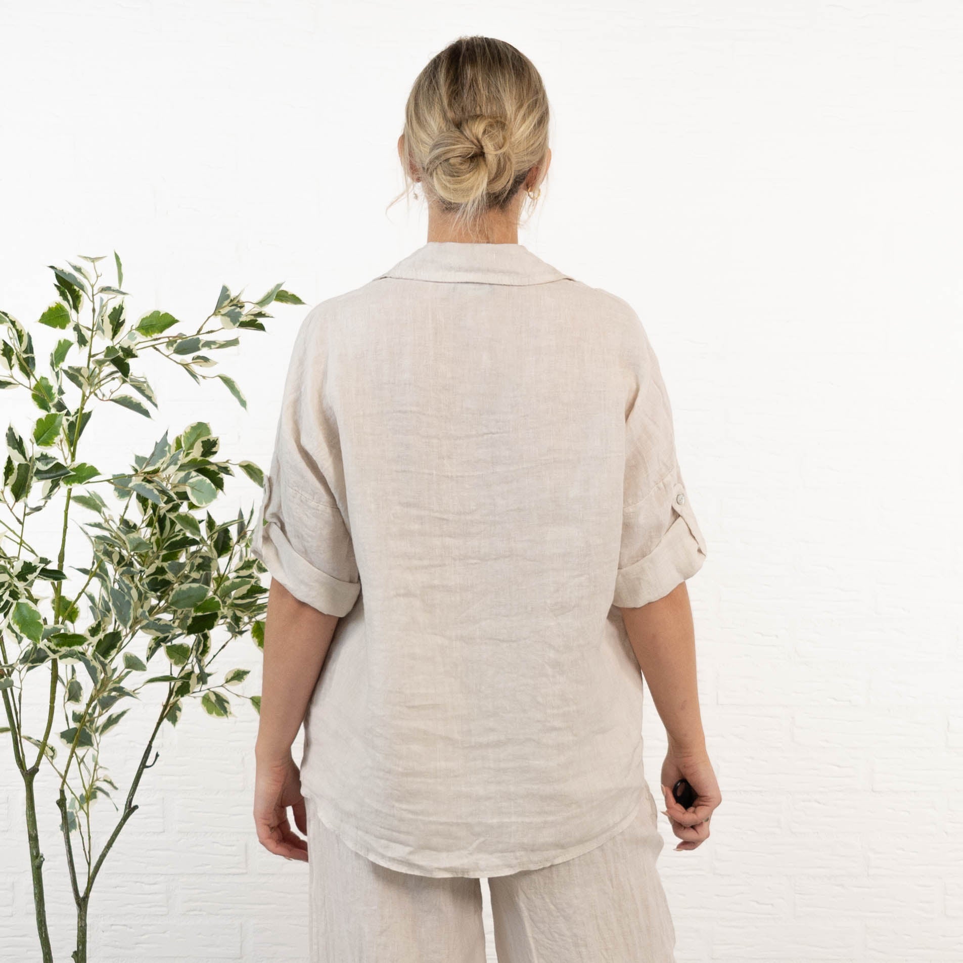 Cynthia ægte hør skjorte, Beige