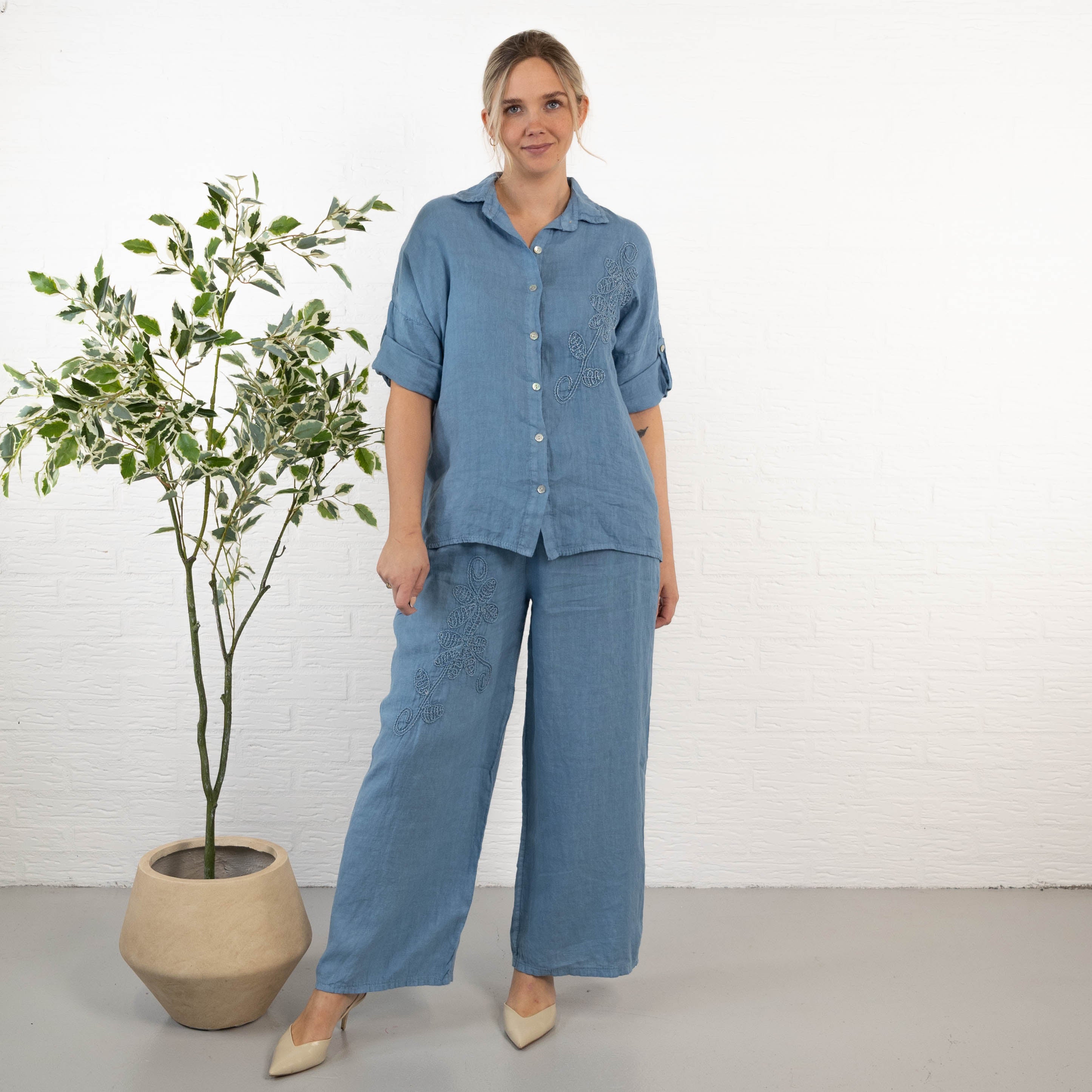 Cynthia skjorte, Dueblå