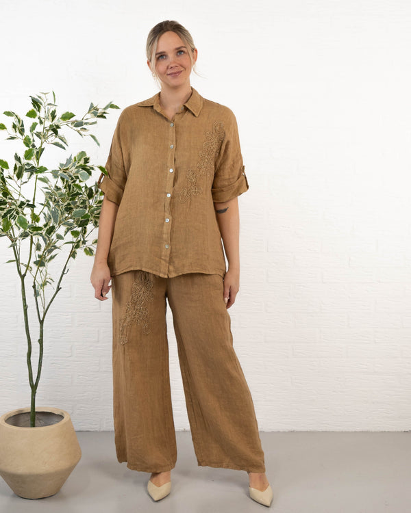 Cynthia ægte hør skjorte, Camel