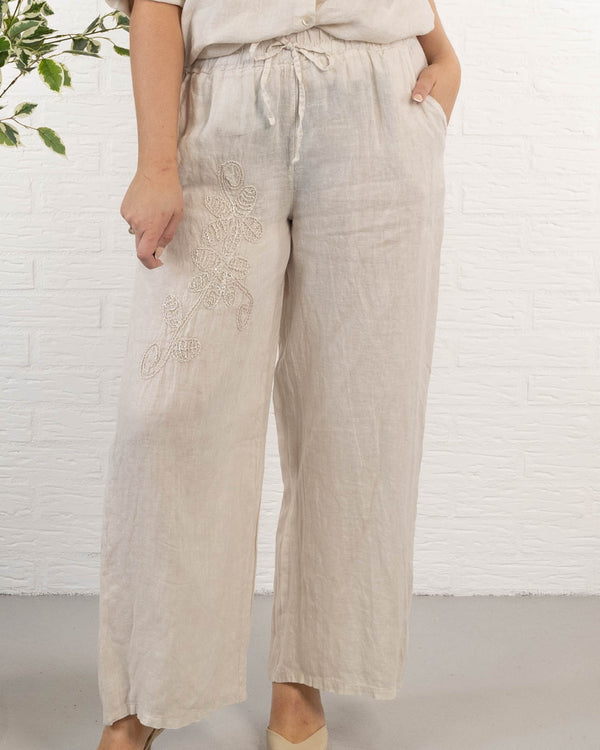 Beatrice ægte hør bukser, Beige