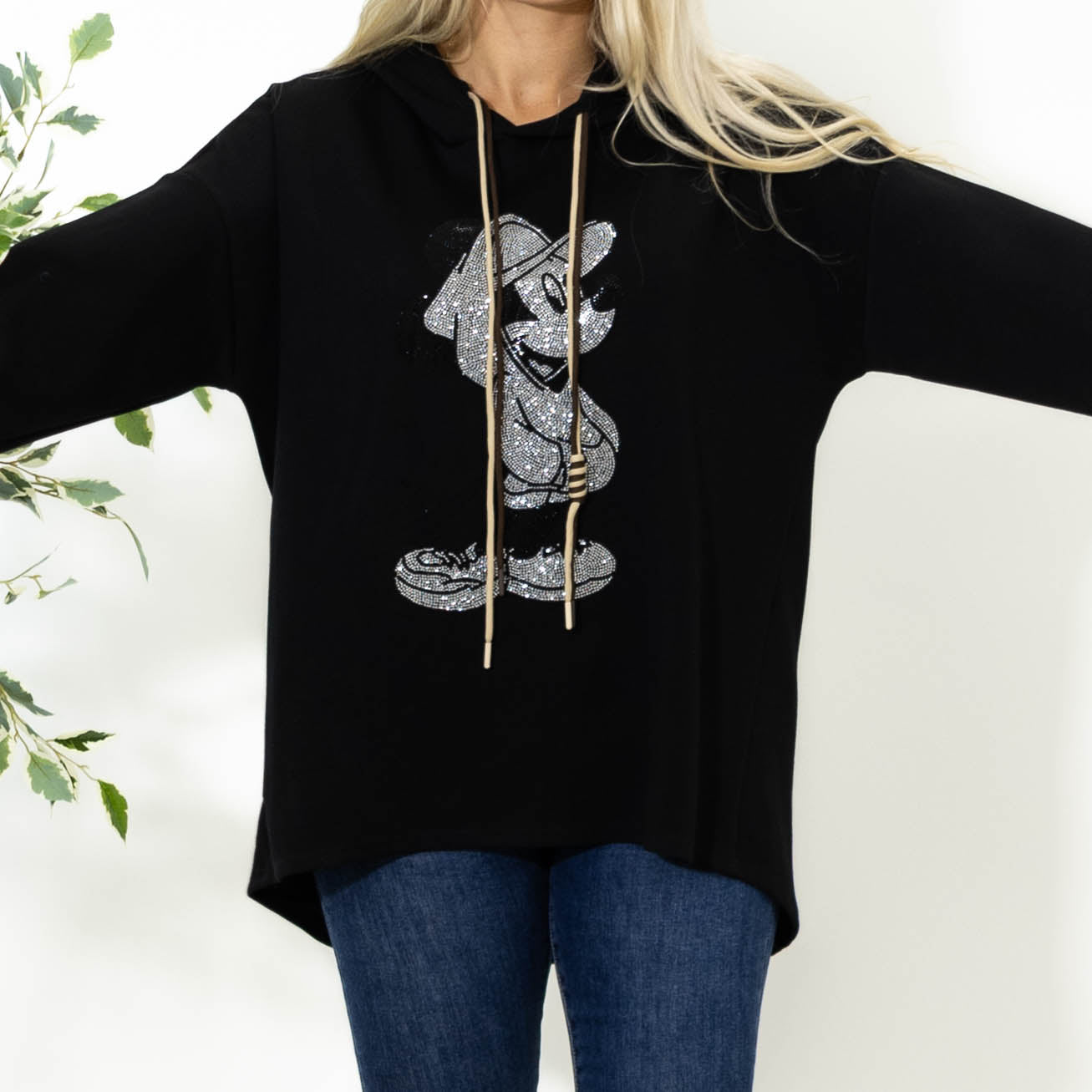 Kammie sweatshirt hoodie, Sort