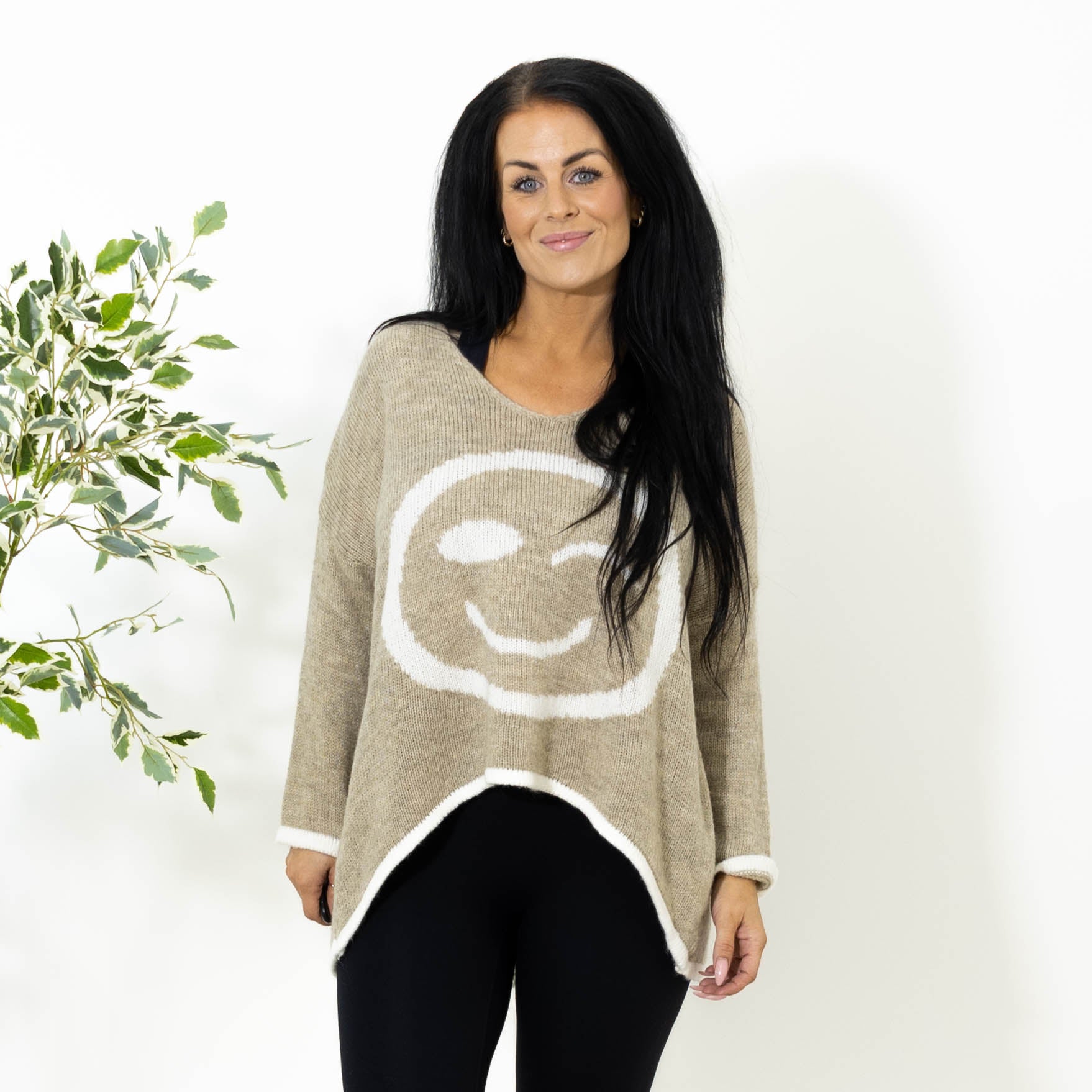 Smiley strik, Beige