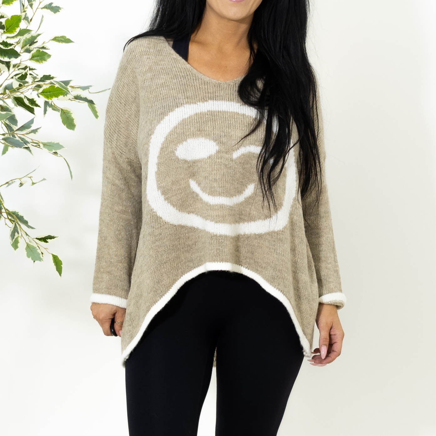 Smiley strik, Beige