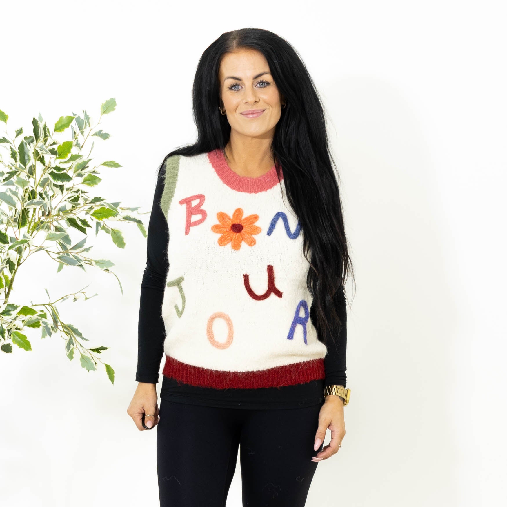 Carol strik vest, Råhvid