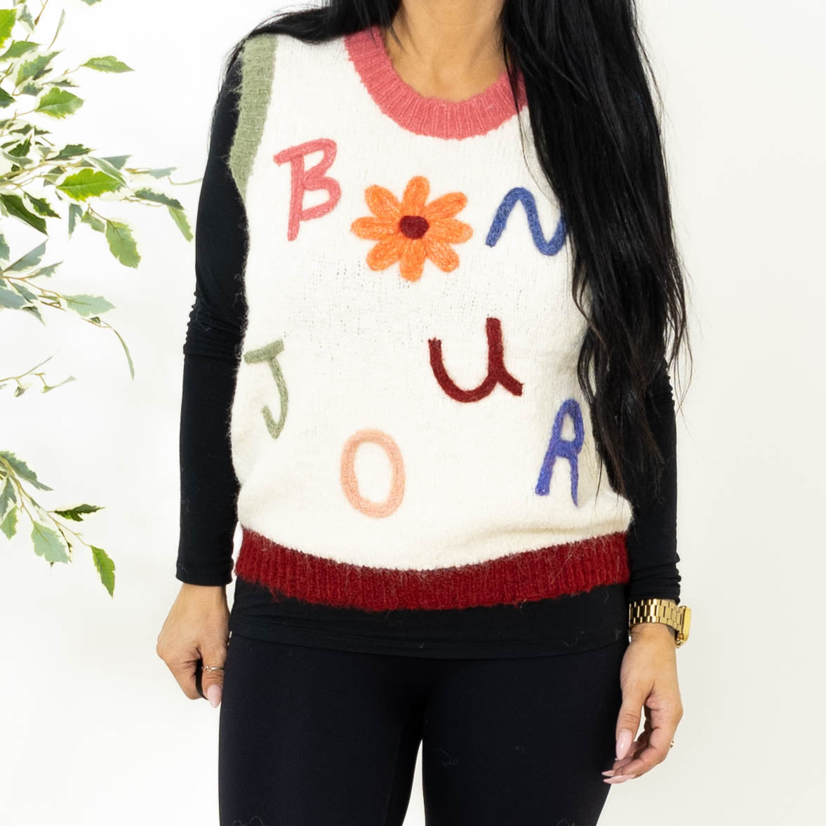 Carol strik vest, Råhvid