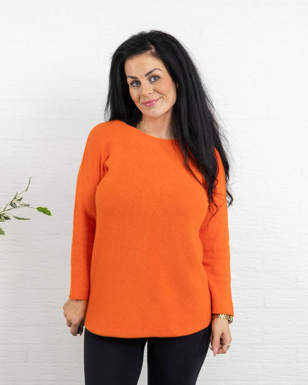 Klara rundhals strik, Orange