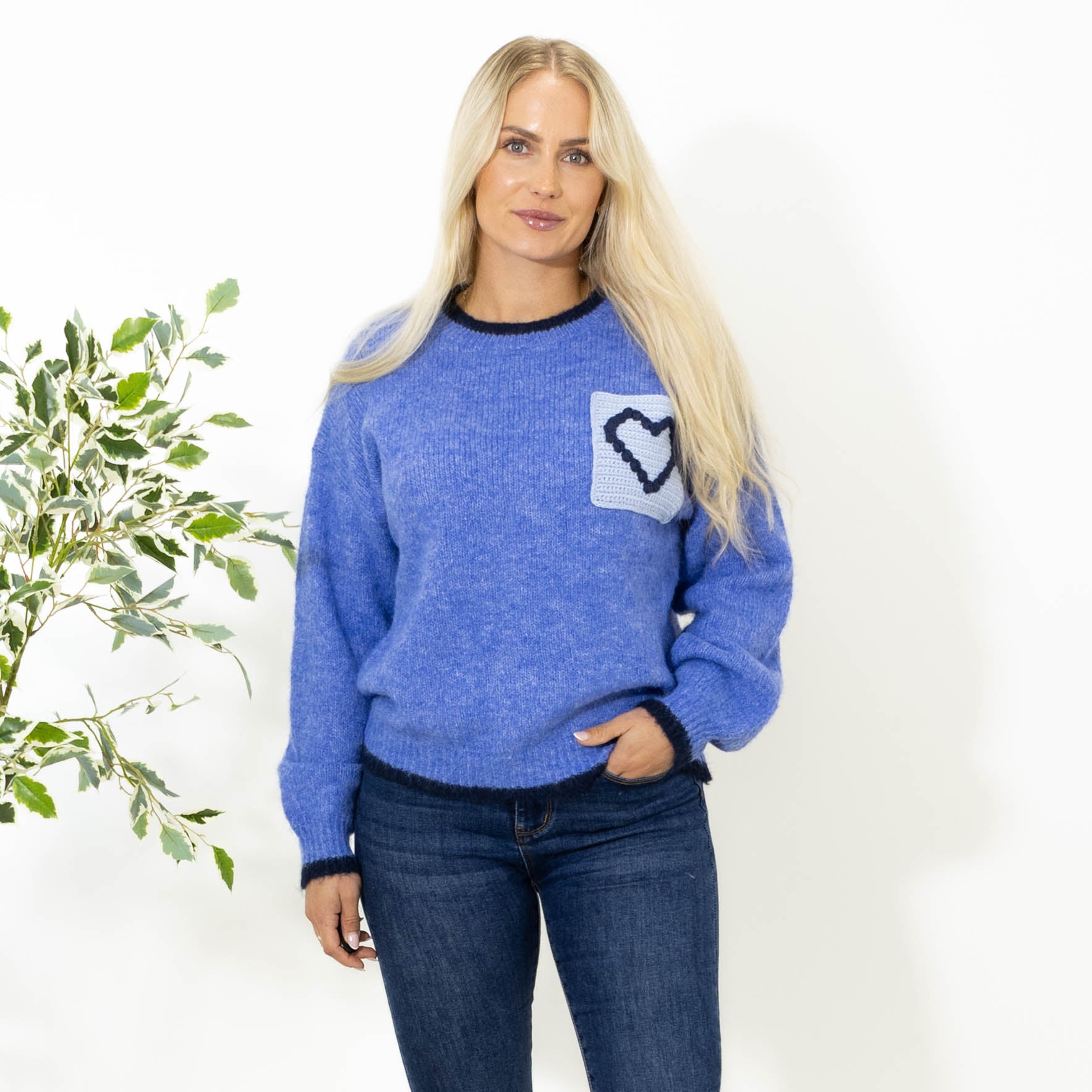 Helene hjerte strik, Blå