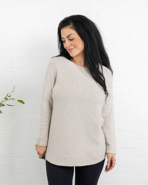 Klara rundhals strik, Beige