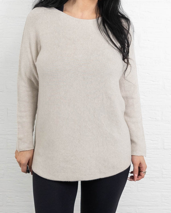 Klara rundhals strik, Beige