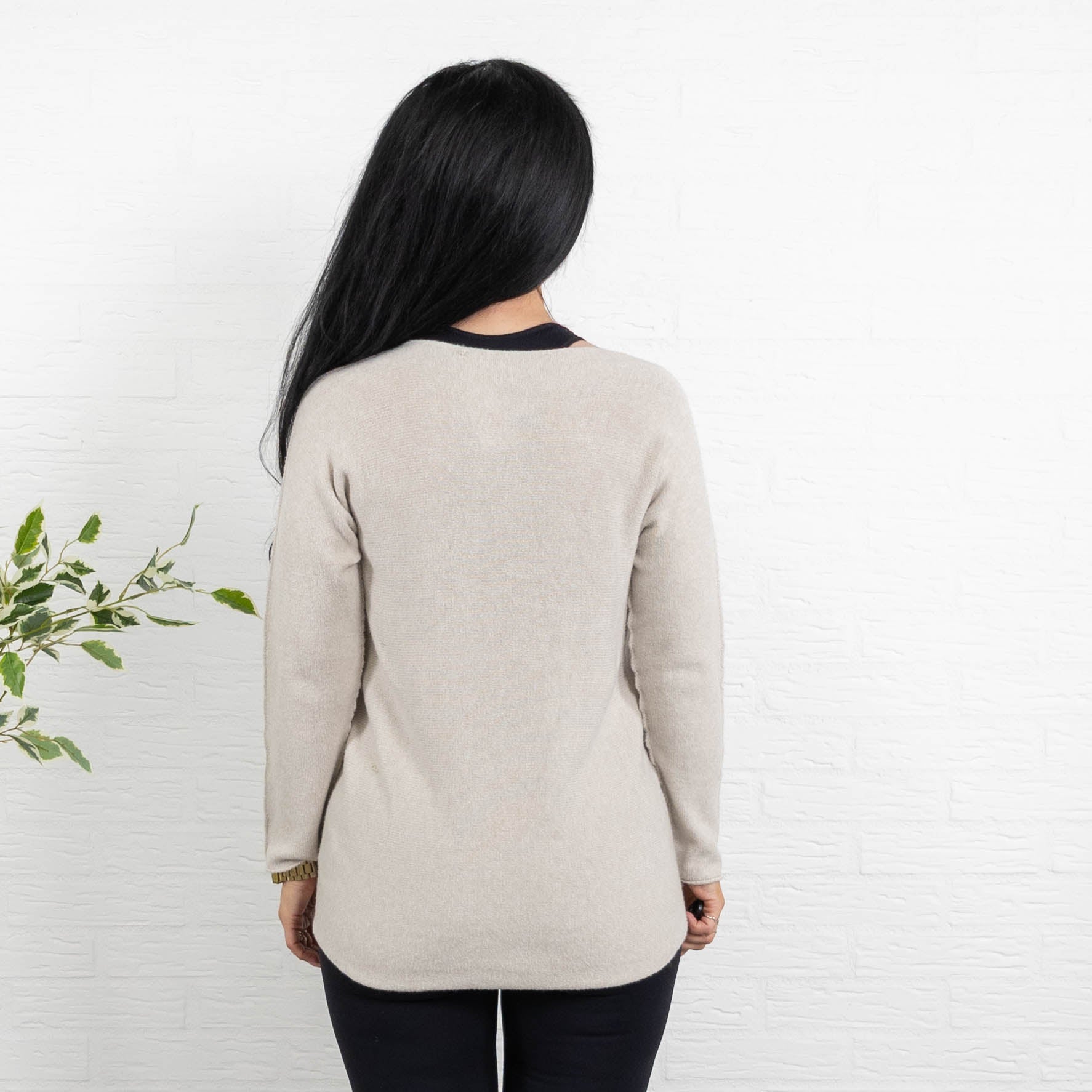 Klara rundhals strik, Beige