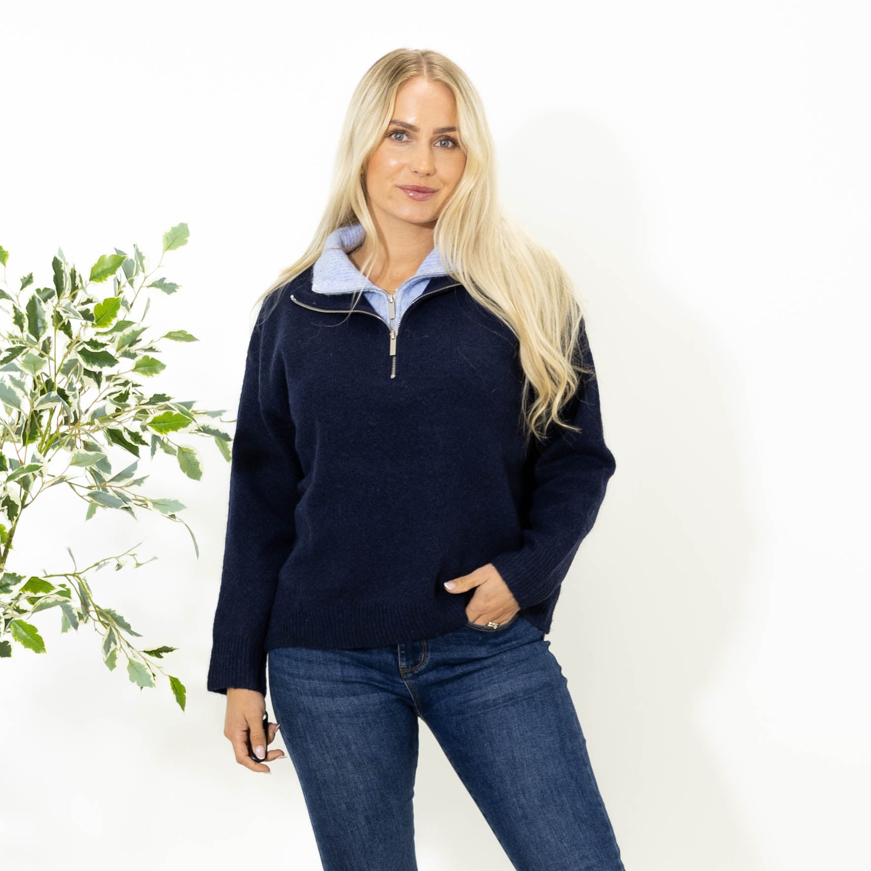 Henny lynlås strik, Navy