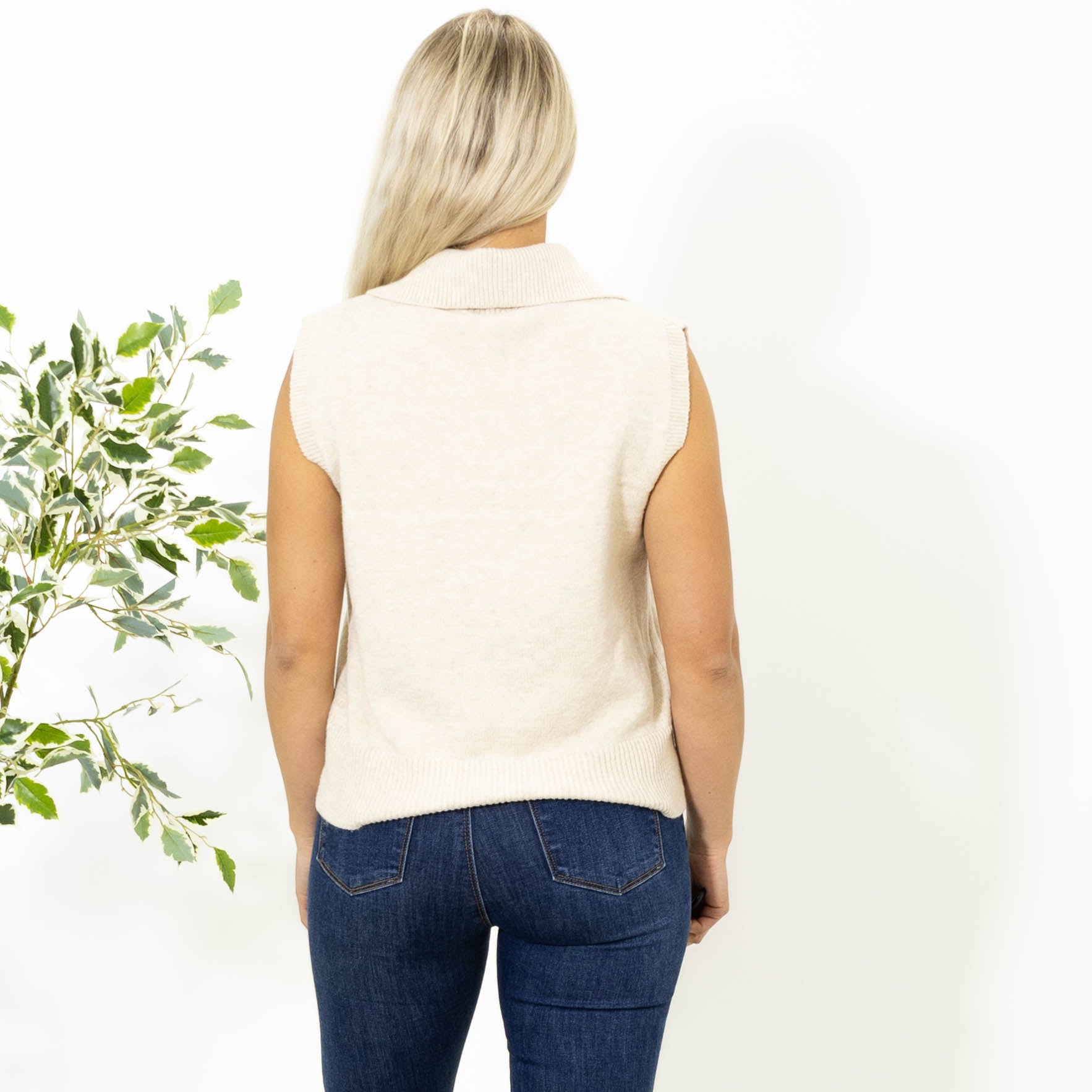 Julie strik top, Beige