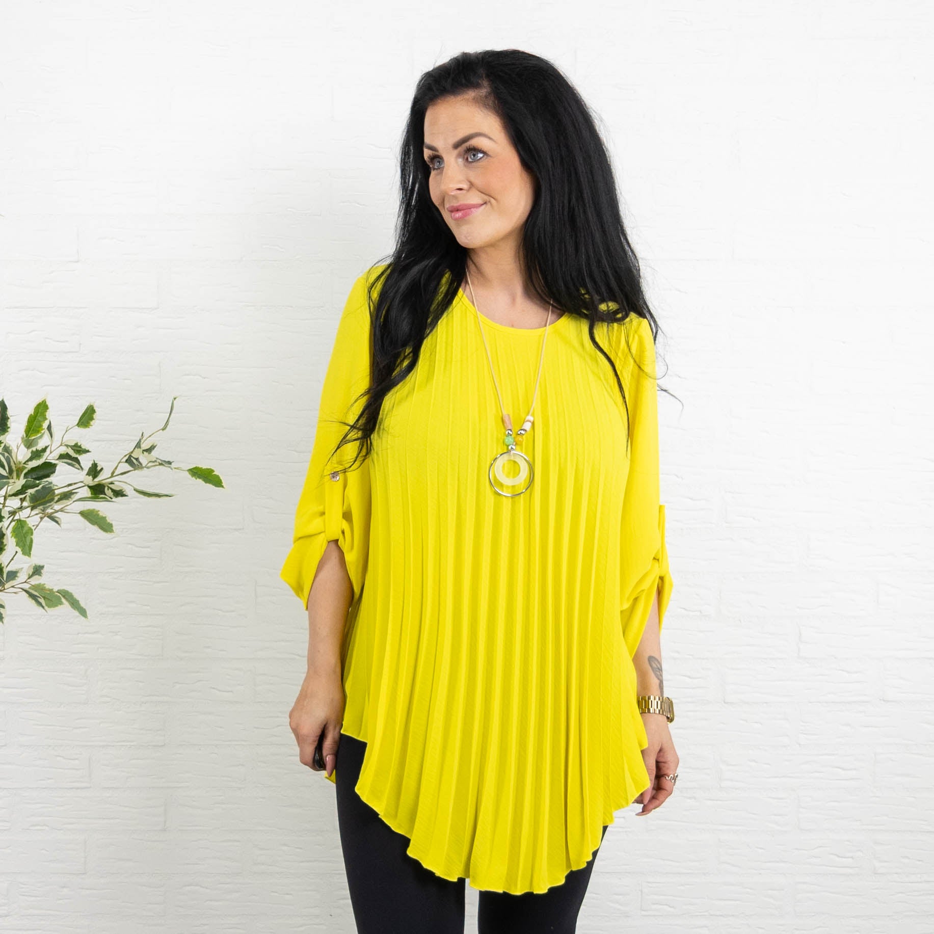 Bolette plisse overdel m. kæde, Gul