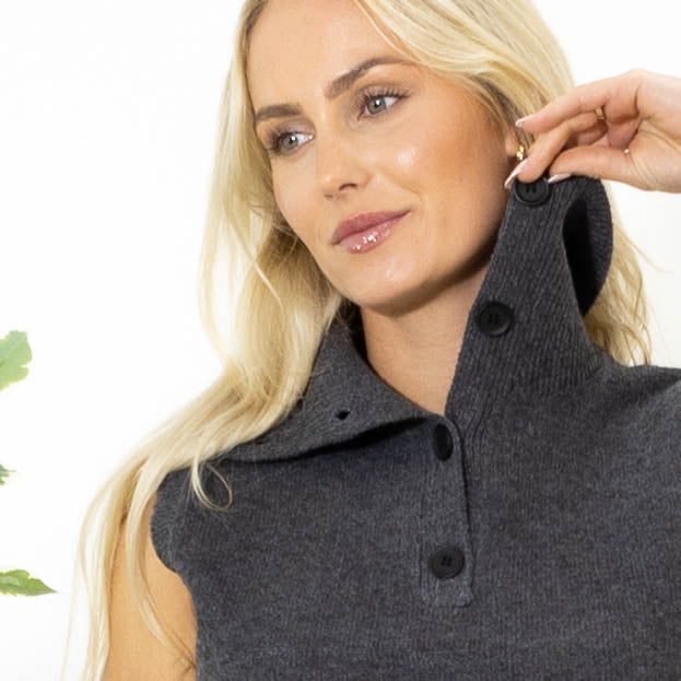 Julie strik top, Mørkegrå