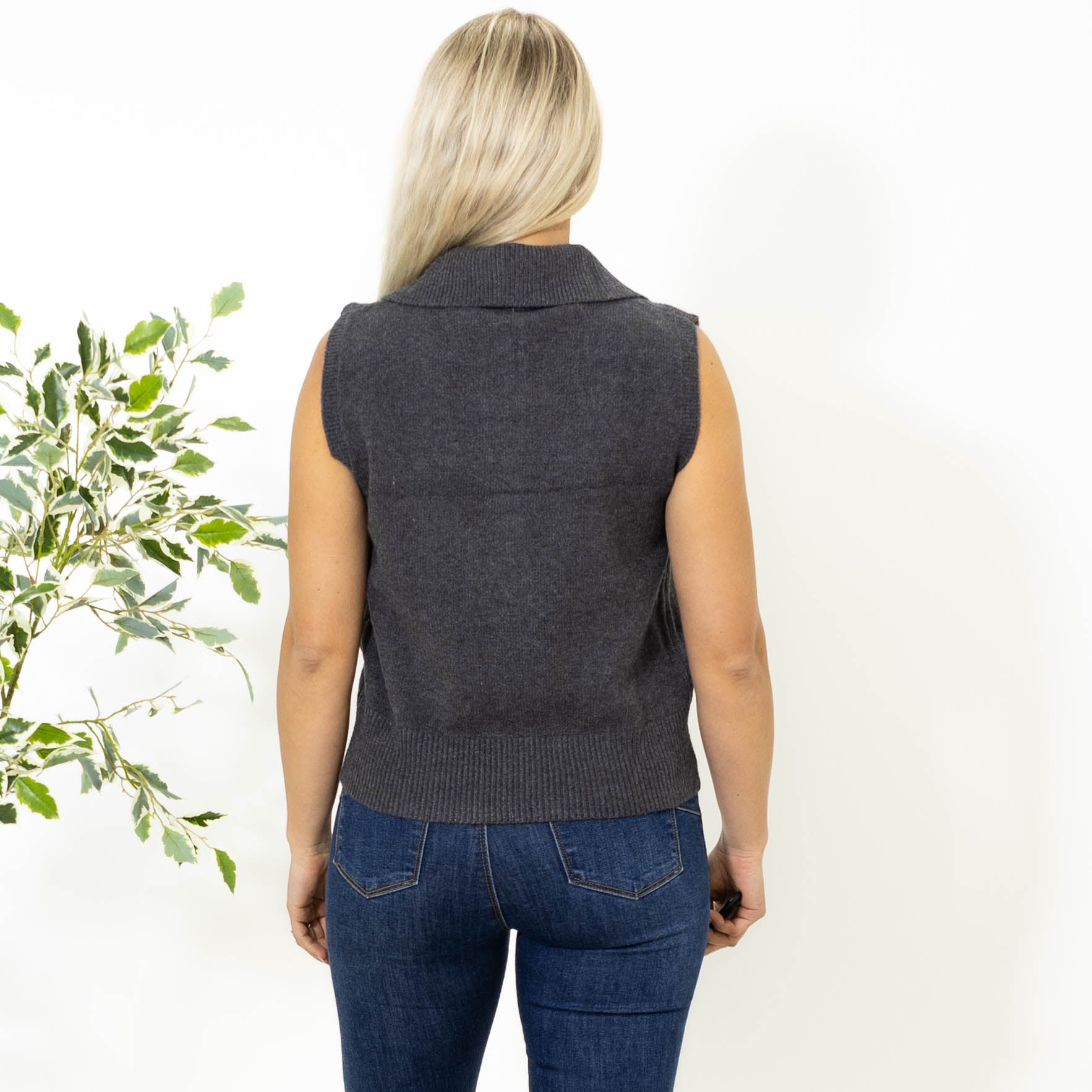 Julie strik top, Mørkegrå